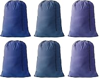 YETHAN Extra Large 30x40 Travel Laundry Bags with Drawstring, Machine Washable Dirty Clothes Organizer, 6 Pack Blue for Dorm College Apartment
