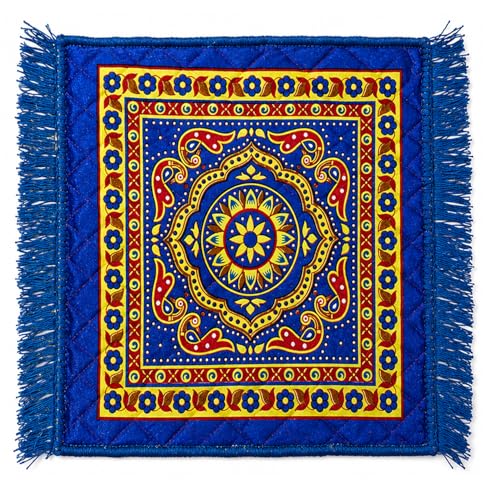 Image of BENAVJI Traditional Floral Printed Carpet Rug for Living Room | Soft Floor Mat with Decorative Tassel Border | Anti-Skid Multipurpose Area Rug for Bedroom, Hall & Home Decor Pack of 4