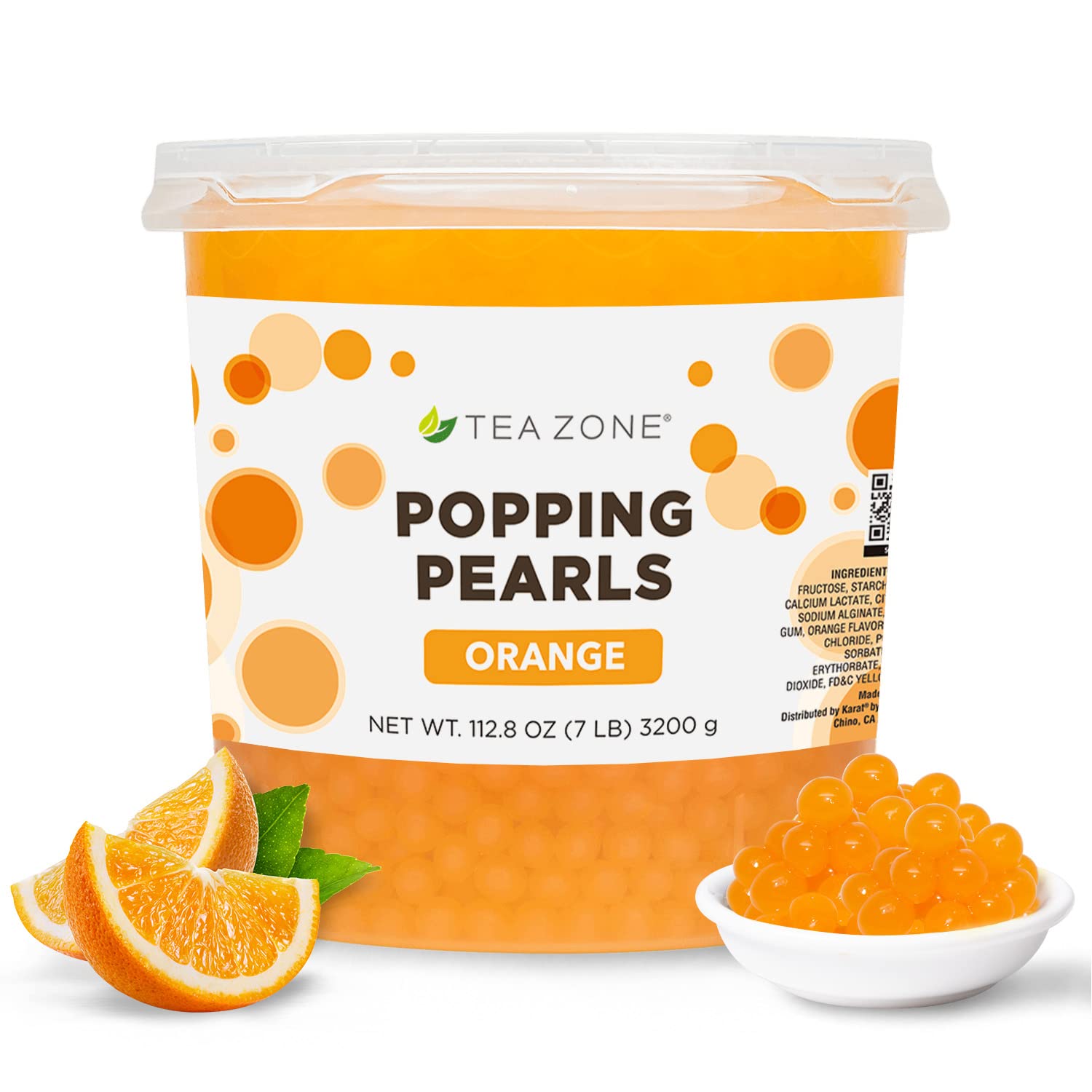 Tea Zone B2052 7 lbs Orange Popping Pearls for Boba Tea Beverages, Sweets, Ice Cream Topping