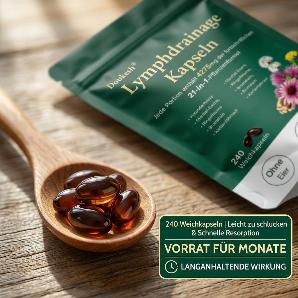 2 Beutel Lymphdrainage Kapseln 240 Tabletten Natürlich Lymphatic Drainage Kapseln No Gluten Kräutermischung für das Gleichgewicht des Lymphsystems