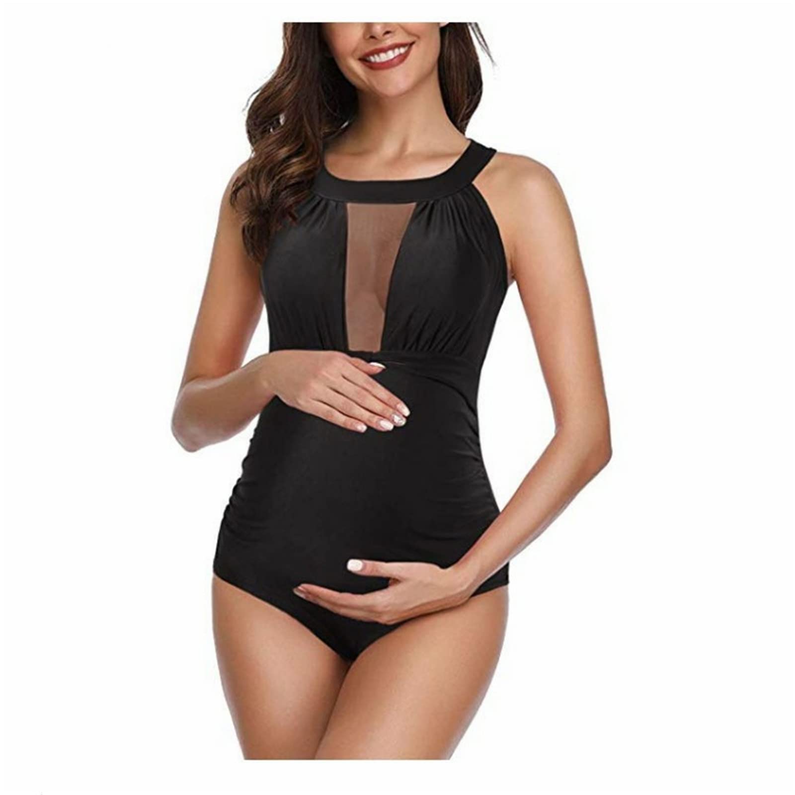 Traje de baño de maternidad para mujer, traje de baño de verano sólido con cuello halter bikini traje de baño de maternidad traje de baño de maternidad pijama leggings mujer