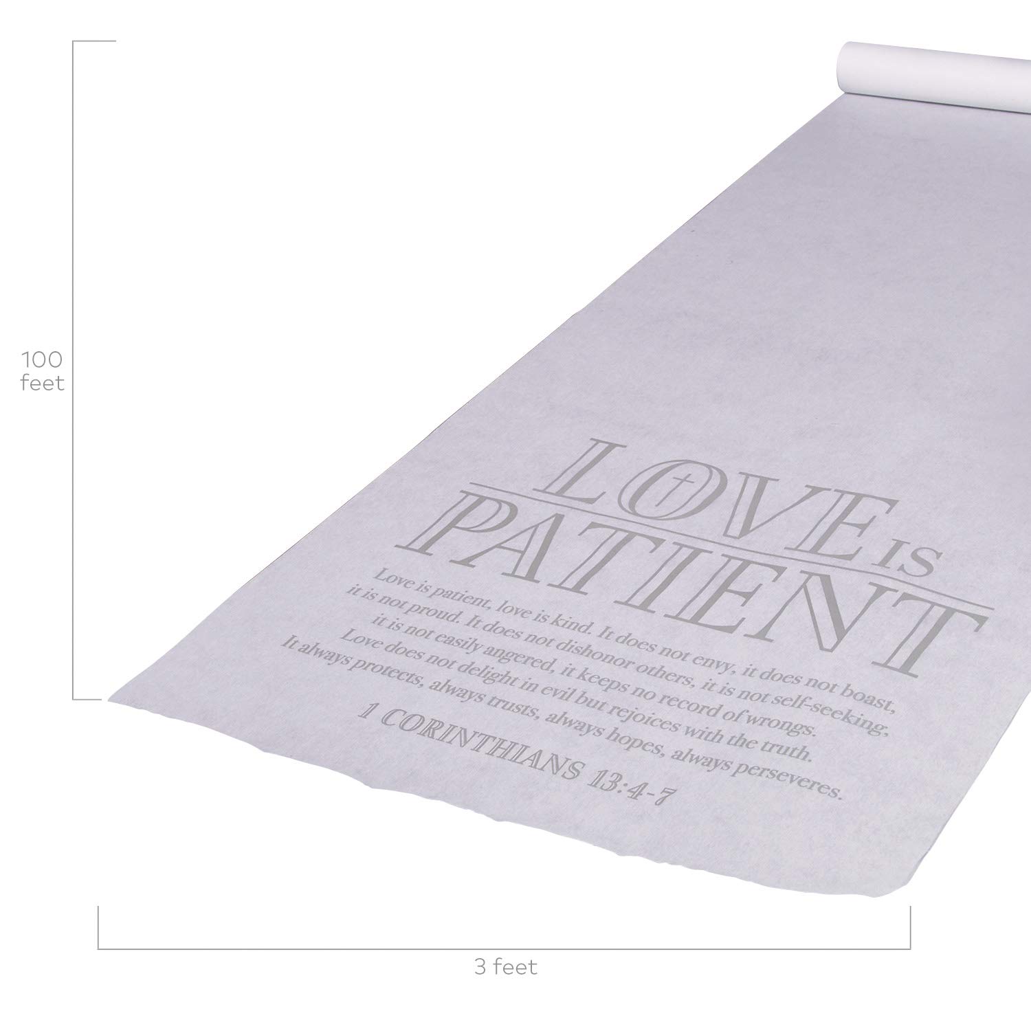 Love is Patient Corinthians Wedding Aisle Runner- 100 feet - Wedding Ceremony Aisle Decorations