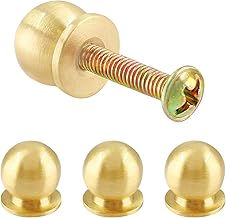 4 Packs Mini Round Solid Brass Knobs, 1/2 Inch Diameter Brass Pulls, Gold Mini Drawer Pulls, Mini Knobs for Jewelry Box, Gold