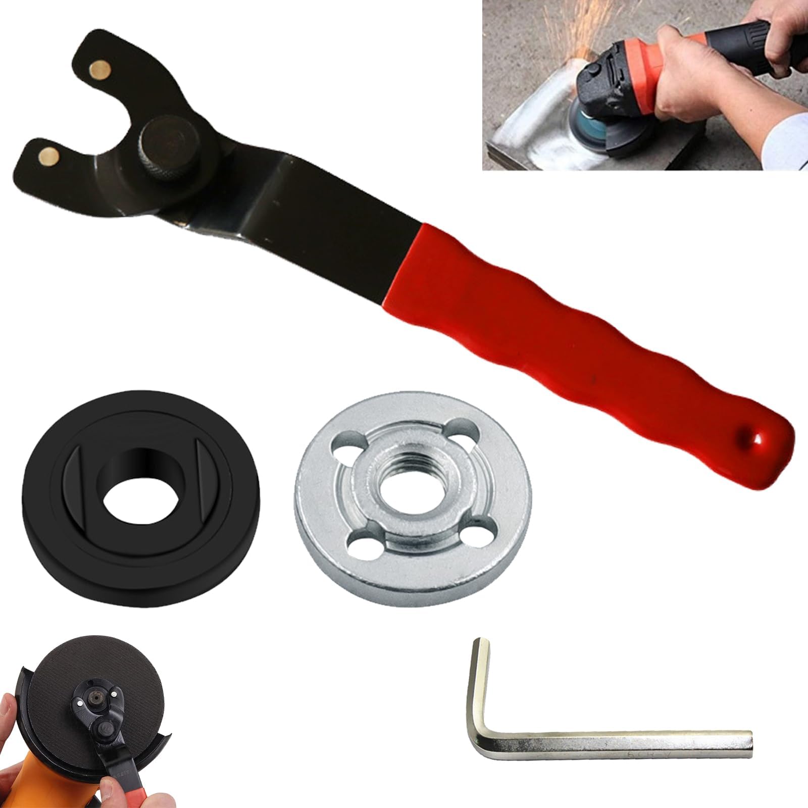 LIUYIDM Winkelschleifer Schlüssel 8-48mm Verstellbar - Universal Stiftschlüssel Mit Inbusschlüssel