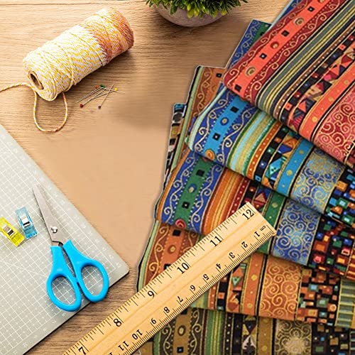 Gigicloud 5 Pcs/Set Fat Quarters Fabric Bundles, 10 x 8 inch Colored Printing Fabrics Ethnic Style Pattern Cotton Fabric Quilting Squares Handmade Patchwork Quarter Sheets Set for Sewing - Thumbnail 4