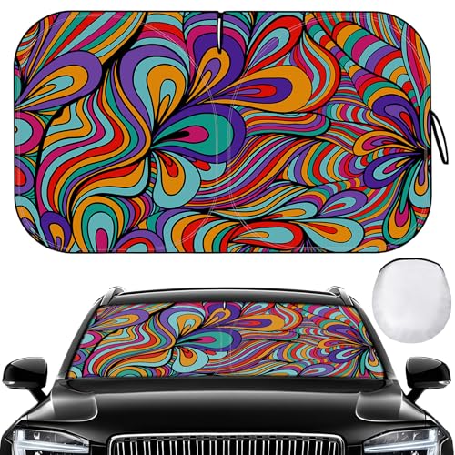 Windshield Sun Shade - Car Sun Shade Windshield, Reflector Sunshade Offers Ultimate Protection for Car Interior, Foldable Front Window Fit for Hatchback, Truck, SUV, MPV