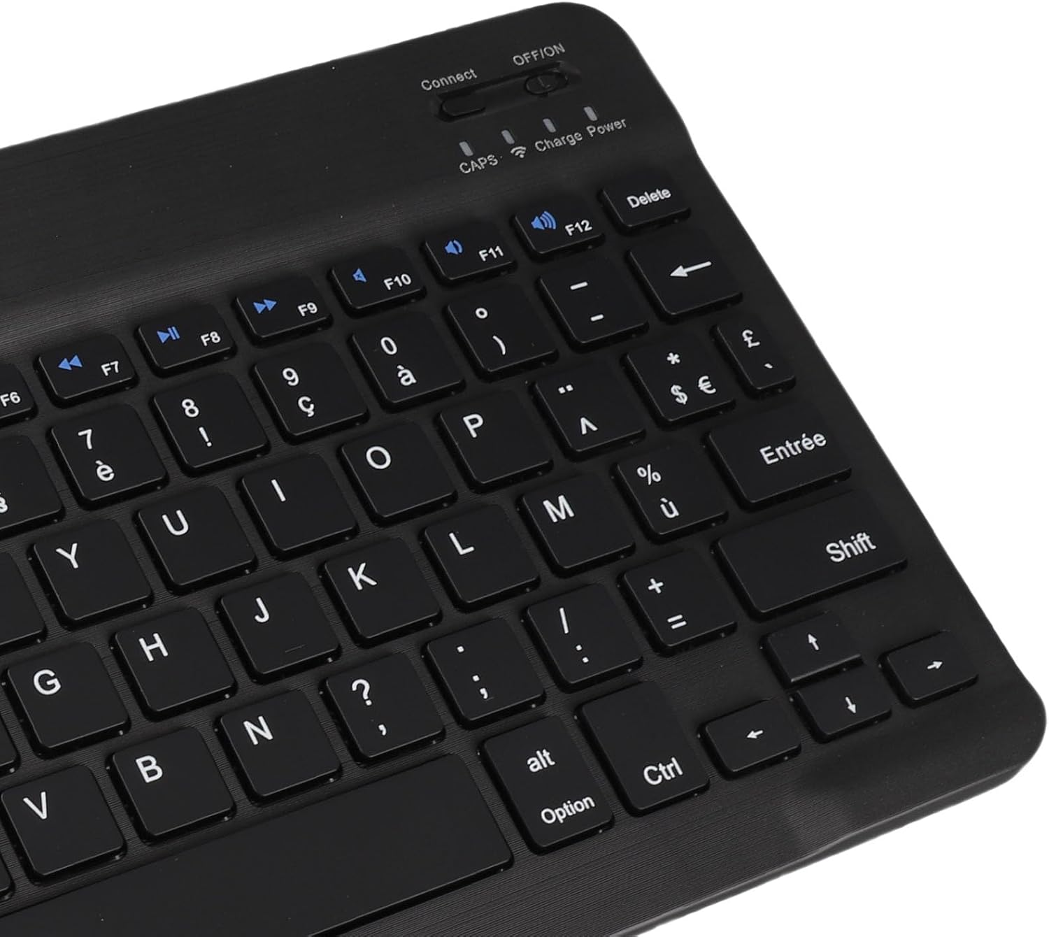Sanpyl 10in Ultra Thin Bluetooth French AZERT Keyboard, Scissor Slim Multifunctional Keyboard for Tablet Phone Computer (Black)
