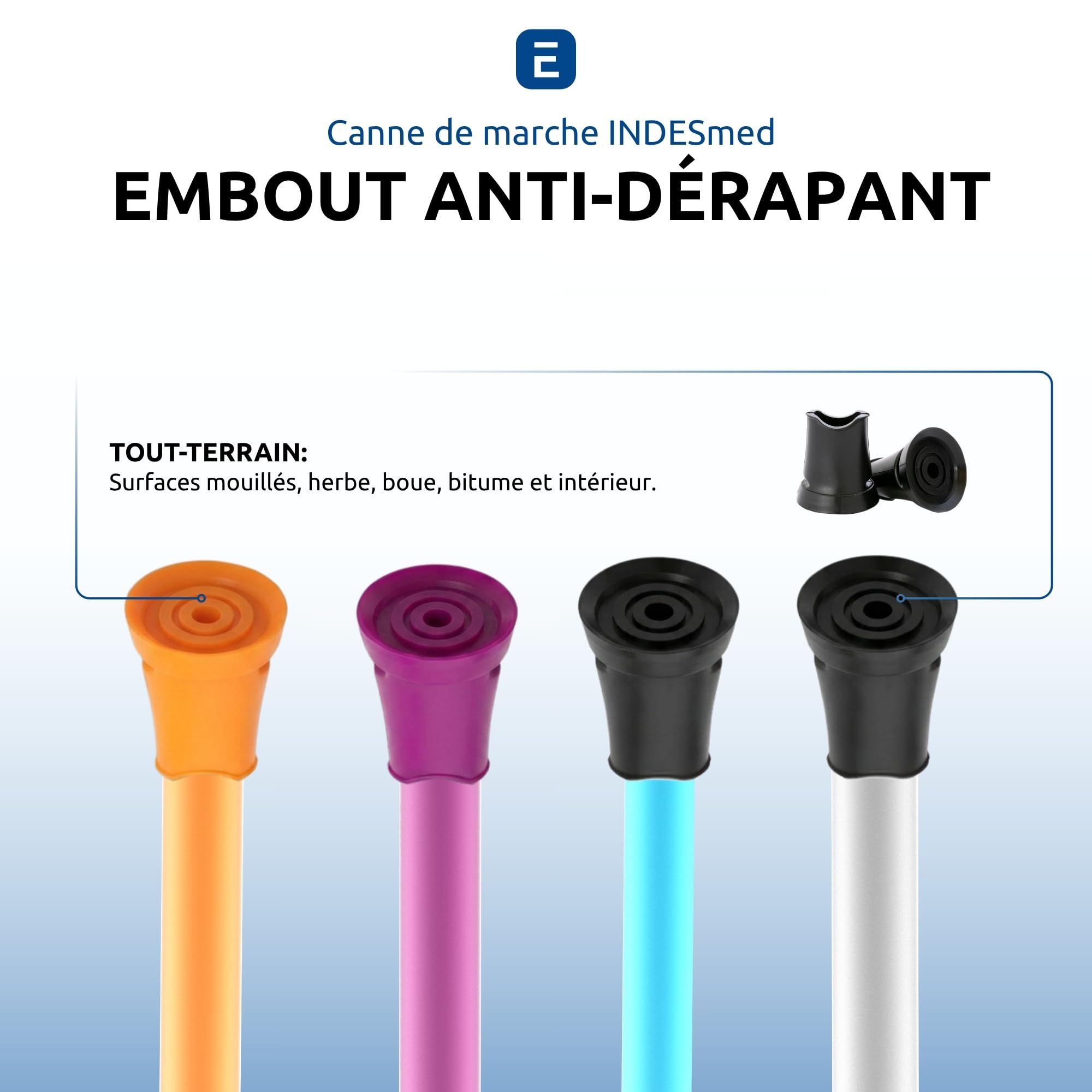 Canne de Marche Légère 100% Aluminium Aérospatial, Ergonomique, Bleu, S