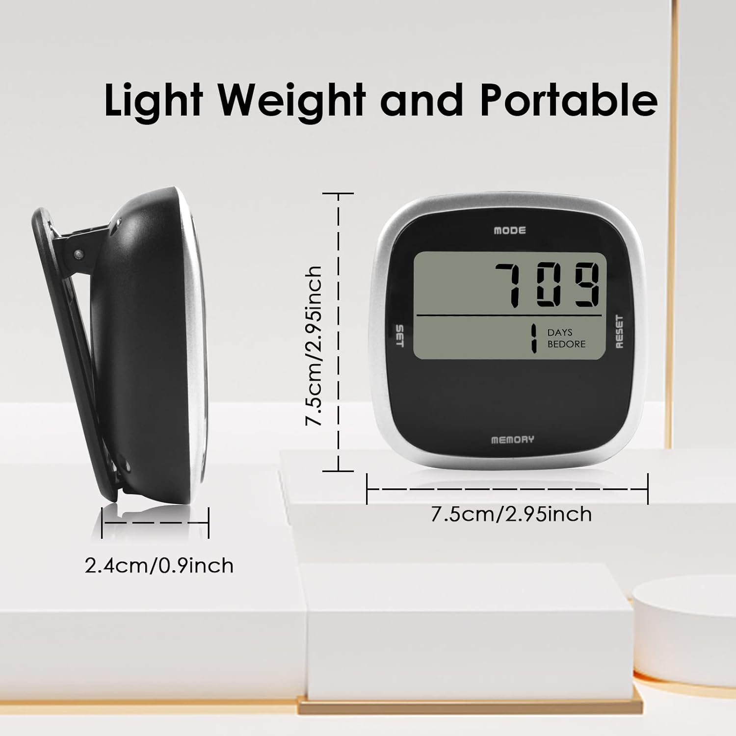 Pedometer for Walking Steps and Miles Clip On for Seniors Pedometers Step Counter Step Tracker with Clock, for Calories, Set Step Goal : Sports & Outdoors