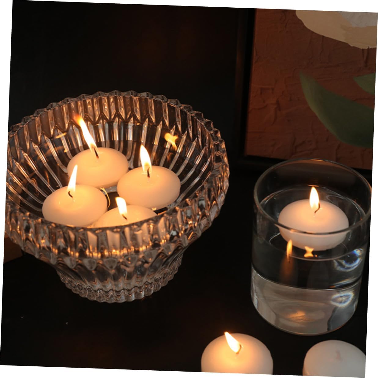 Toyvian 6pcs Unscented Small Round Floating Tea Candles 4.5x2.5cm Compact Decorative Candles for Wedding Birthday Party Pool Home Décor