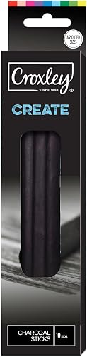 Croxley Charcoal Sticks 10-Piece Set, Black