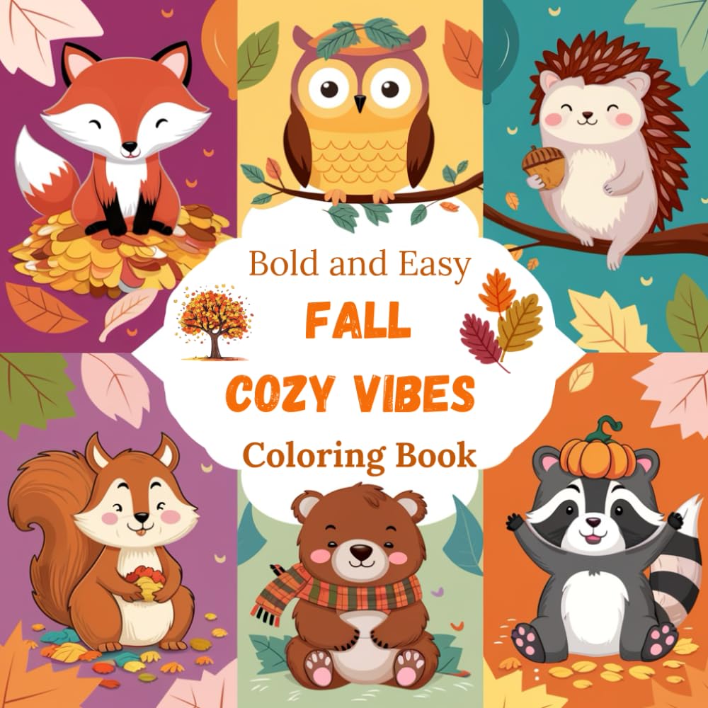 Fall Cozy Vibes Coloring Book: Bold and Easy Hygge Inspired Designs for Adults and Teens. Simple, Cute Illustrations with Thick Lines (Bold & Easy)