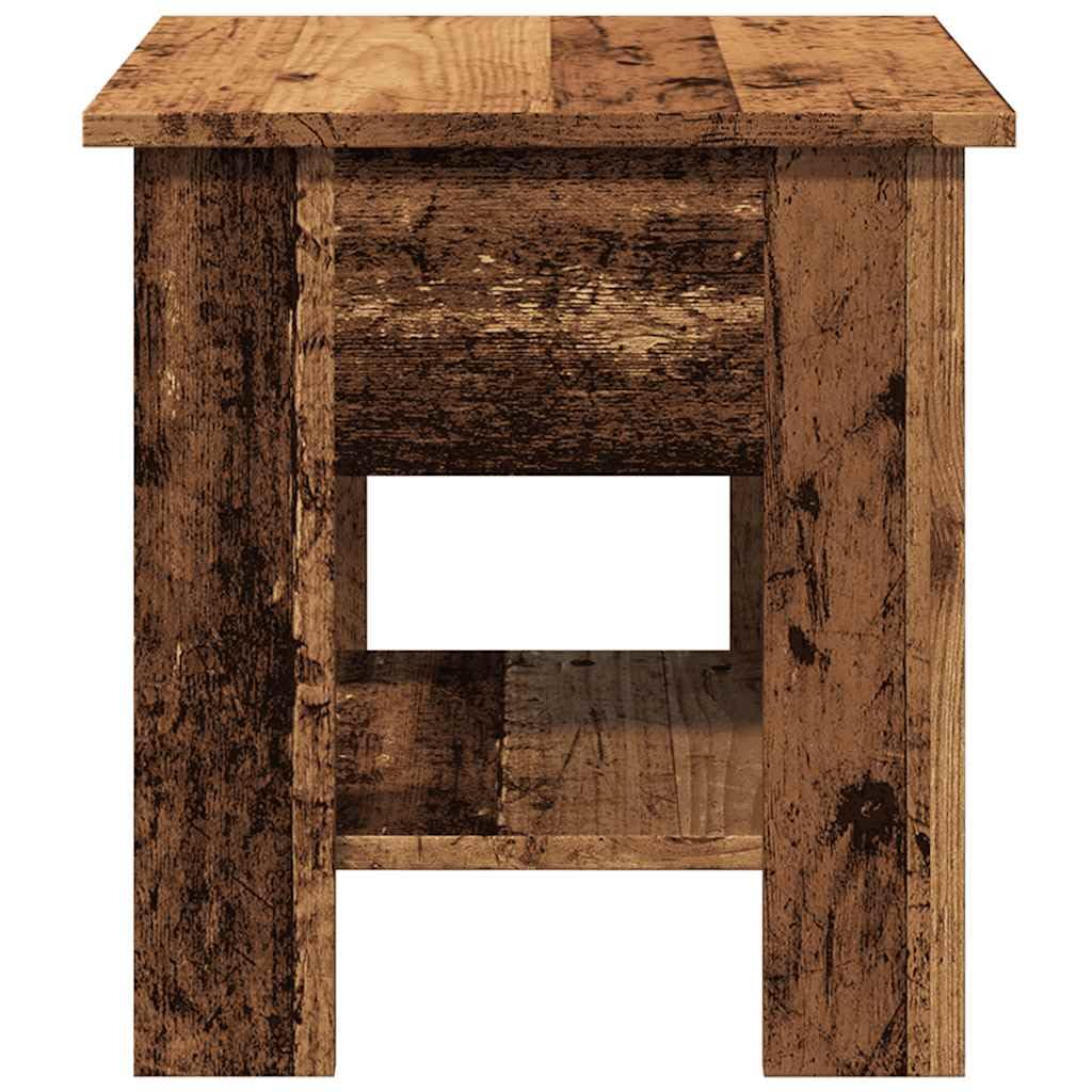 Mesa de café de madera vieja, 40 x 40 x 42 cm, hecha de madera, con capacidad de carga de 60 kg, moderna mesa auxiliar para salón, balcón y dormitorio, mesa de centro con espacio de