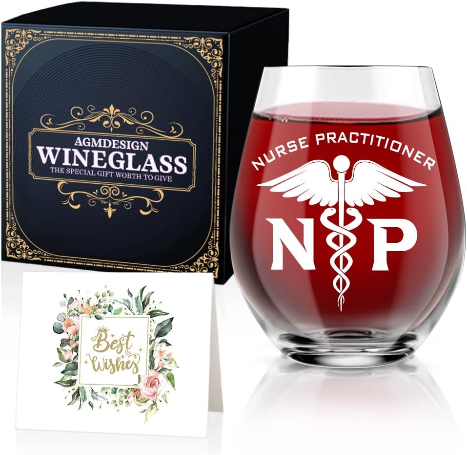 AGMDESIGN Funny Two Sided"Good Day Bad Day Don't Even Ask" NP Nurse Practitioner Wine Glass, Gift for Doctor, Medicine, Assistant, Physician, Nurse, Students, Graduation Gifts for Men Women