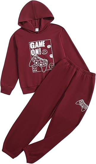 Boys Sweatsuit Graphic Printed Hoodie Sweatshirt and Jogger Pant Sets Sizes 5-12