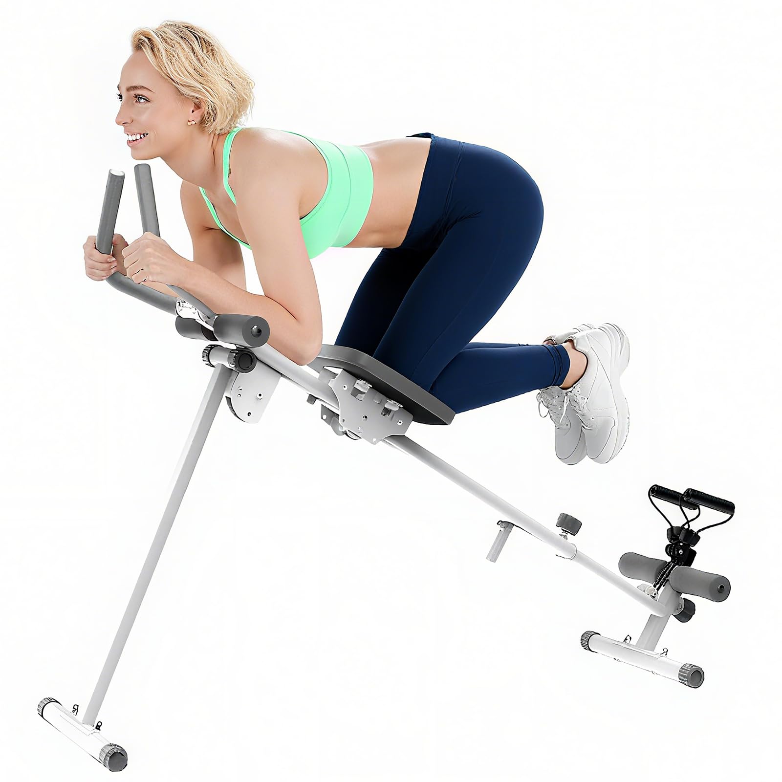 Máquina de remo para el hogar, equipo de ejercicio 4 en 1, plegable máquina de remo, máquina de prensa de piernas, máquina de empuje de piernas y silla romano, dispositivo interior para el gimnasio en