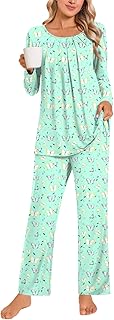 Conjunto de pijama de manga larga para mujer, 2 piezas, ropa de dormir de invierno para mujer, pijamas suaves y cómodos con bolsillos