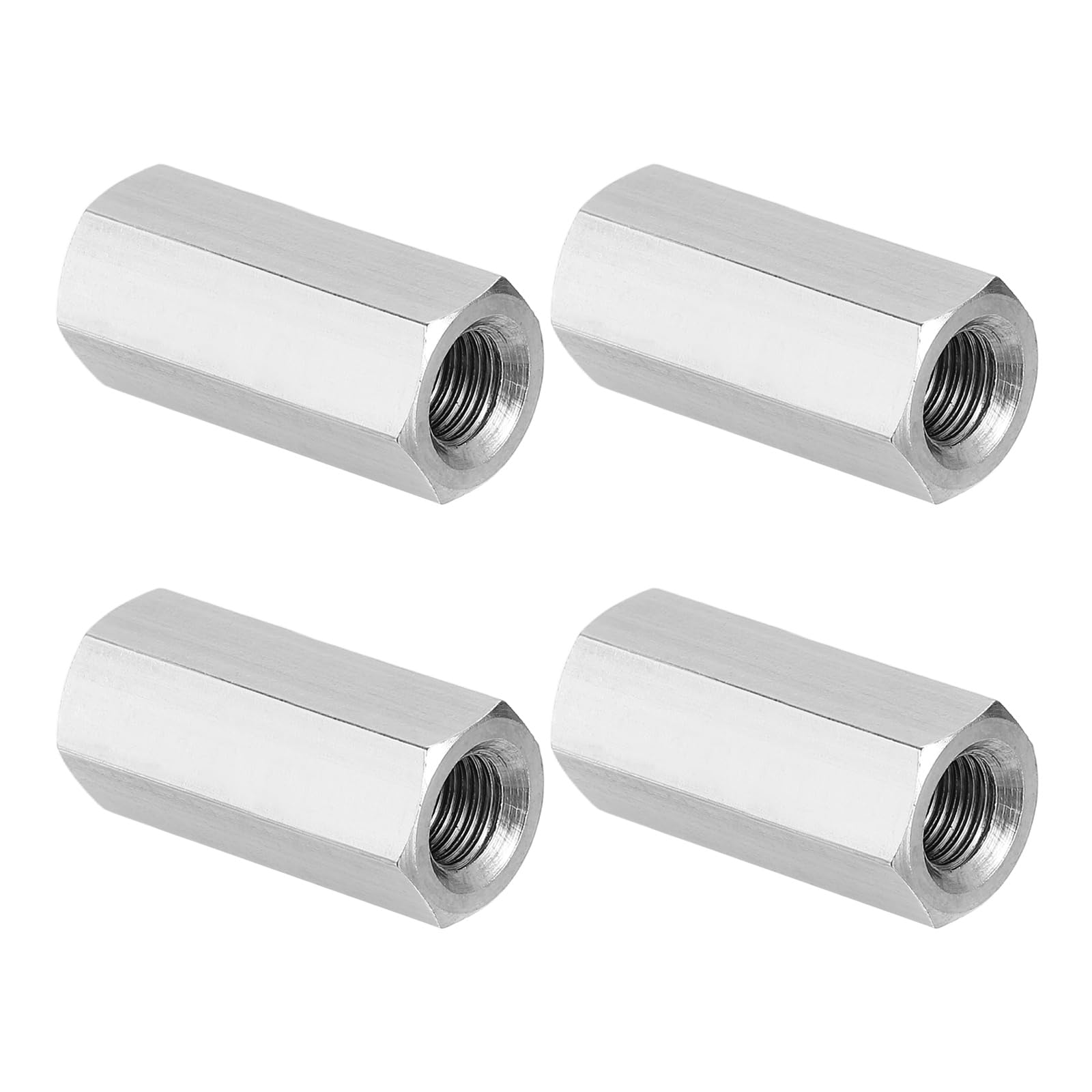 PATIKIL M8 x 1-Pitch 304 Stainless Steel Hex Coupling Nuts, 4Pcs 30mm / 1.2" Length Fully Threaded Rod Coupling Nut Studding Connector Fasteners, Silver Tone