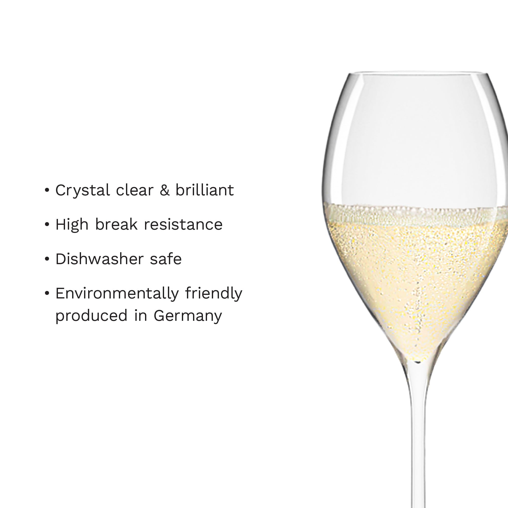 Stölzle Lausitz Set di 6 bicchieri da champagne fino da 425 ml, eleganti calici da champagne ideali per spumante e prosecco, bicchieri da spumante in cristallo senza piombo, lavabili in lavastoviglie