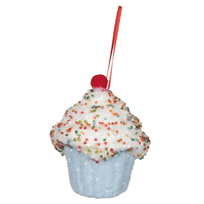 Vickerman 4.5" Light Blue Cupcake Ornament, 2 per Bag.