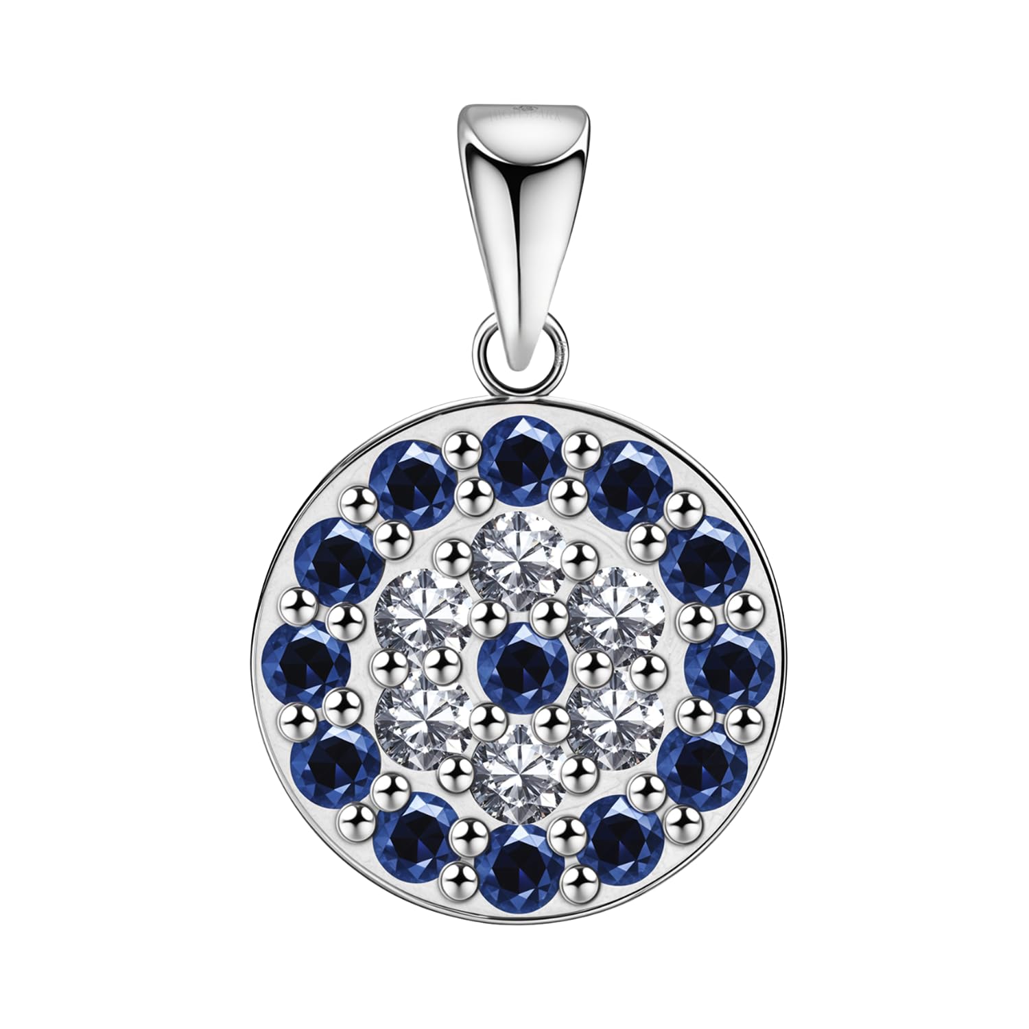 highspark 925 Silver Studded Evil Eye Pendant | 92.5 Sterling Silver and Diamond like Brilliance Sparkling Zirconia | Lovely Gift - Evil Eye Dark Aqua-picture-13