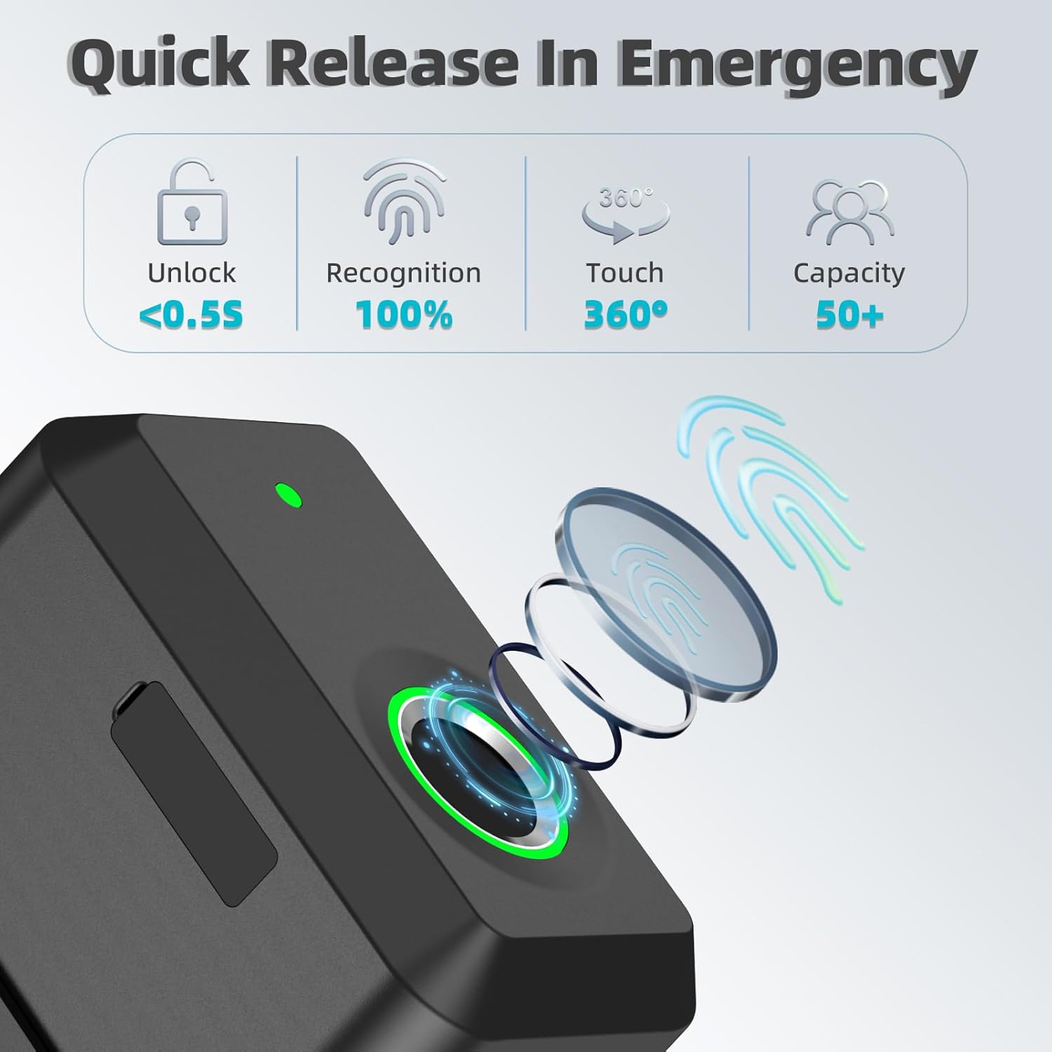 Biometrics Gun Trigger Lock,Fingerprint and Key Unlocked Trigger Locks,Quick Release and Secure Gun Lock for Pistols,Revolvers,Shotguns