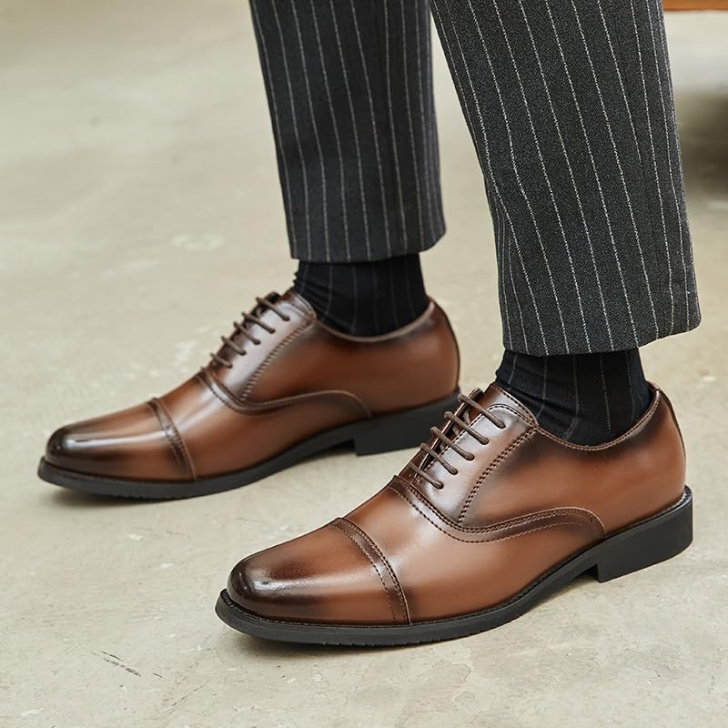 Men's Patent Tuxedo Dress Shoes Classic Formal Oxford Wingtip Lace Up Men Patent Tuxedo Shoes for Business Wedding(B,6)2