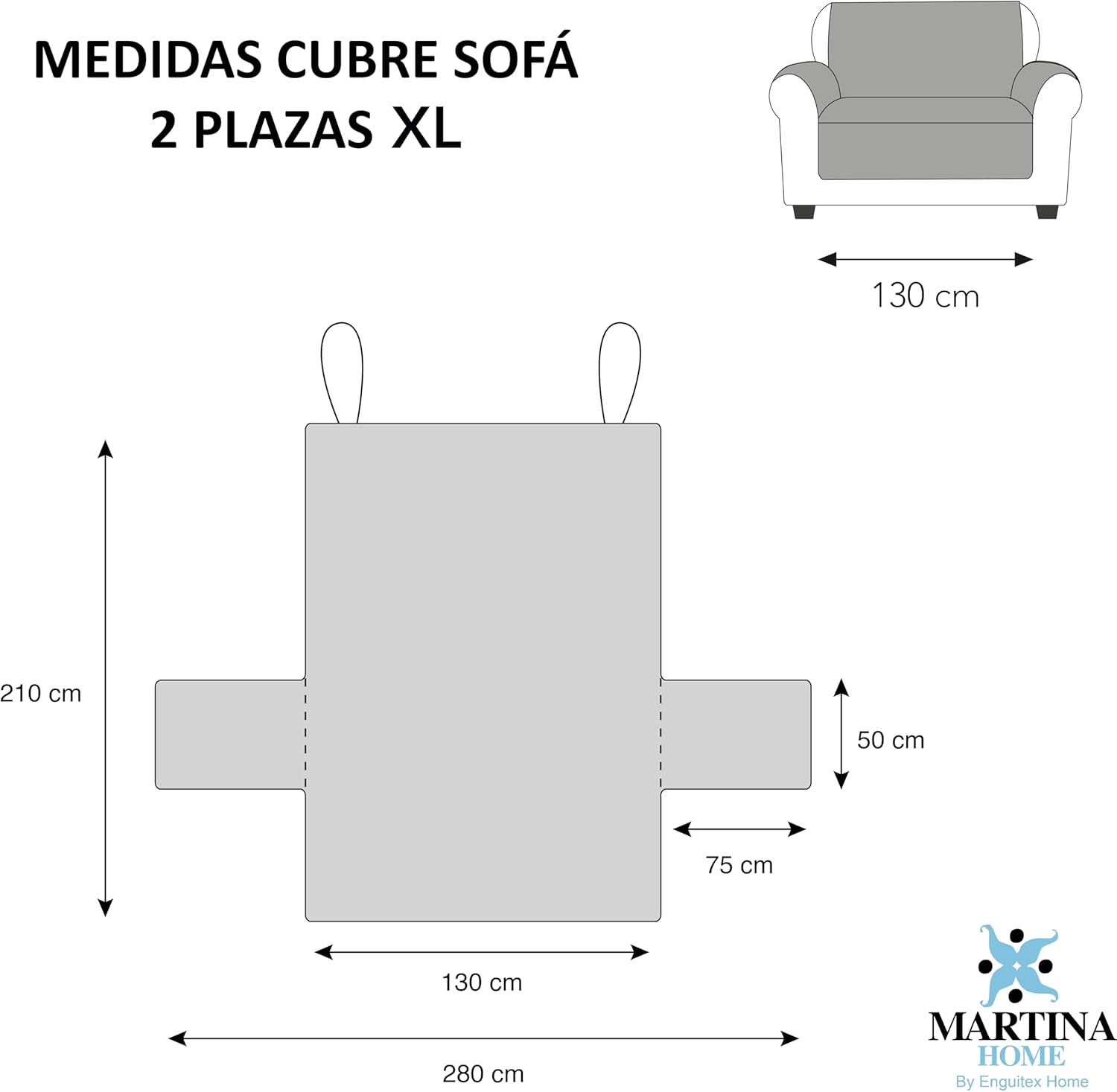 Diamond 2 Seater Sofa Cover XL Grey/Black