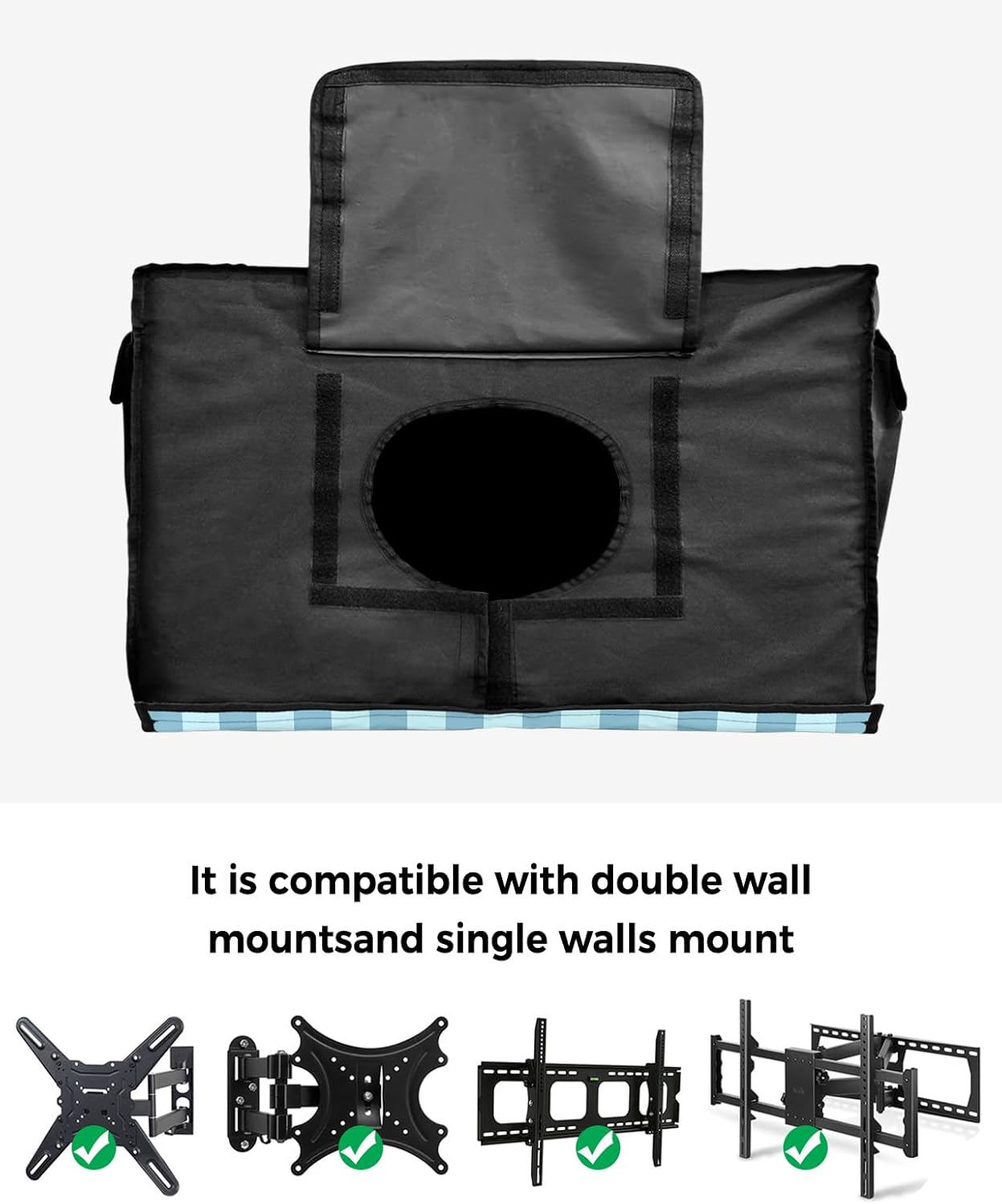 Outdoor TV Cover - Easter Teal Lattice Plaid Waterproof and Weatherproof 40"-43" LCD Movable Shield TV Display Screen Protector Outside Television Covers