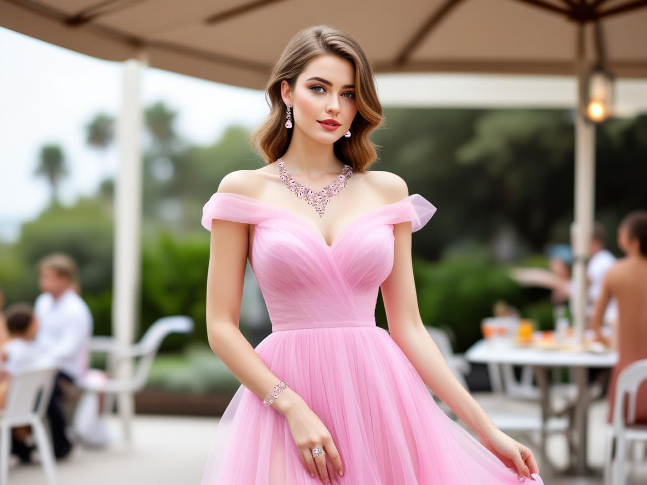 Crystal Bridal Wedding Jewelry Sets for Women Rhinestone Teardrop Crystal Statement Choker Necklace Drop Earrings Link Bracelets Rings Teardrop Jewelry Set for Brides Bridesmaids - Image 2