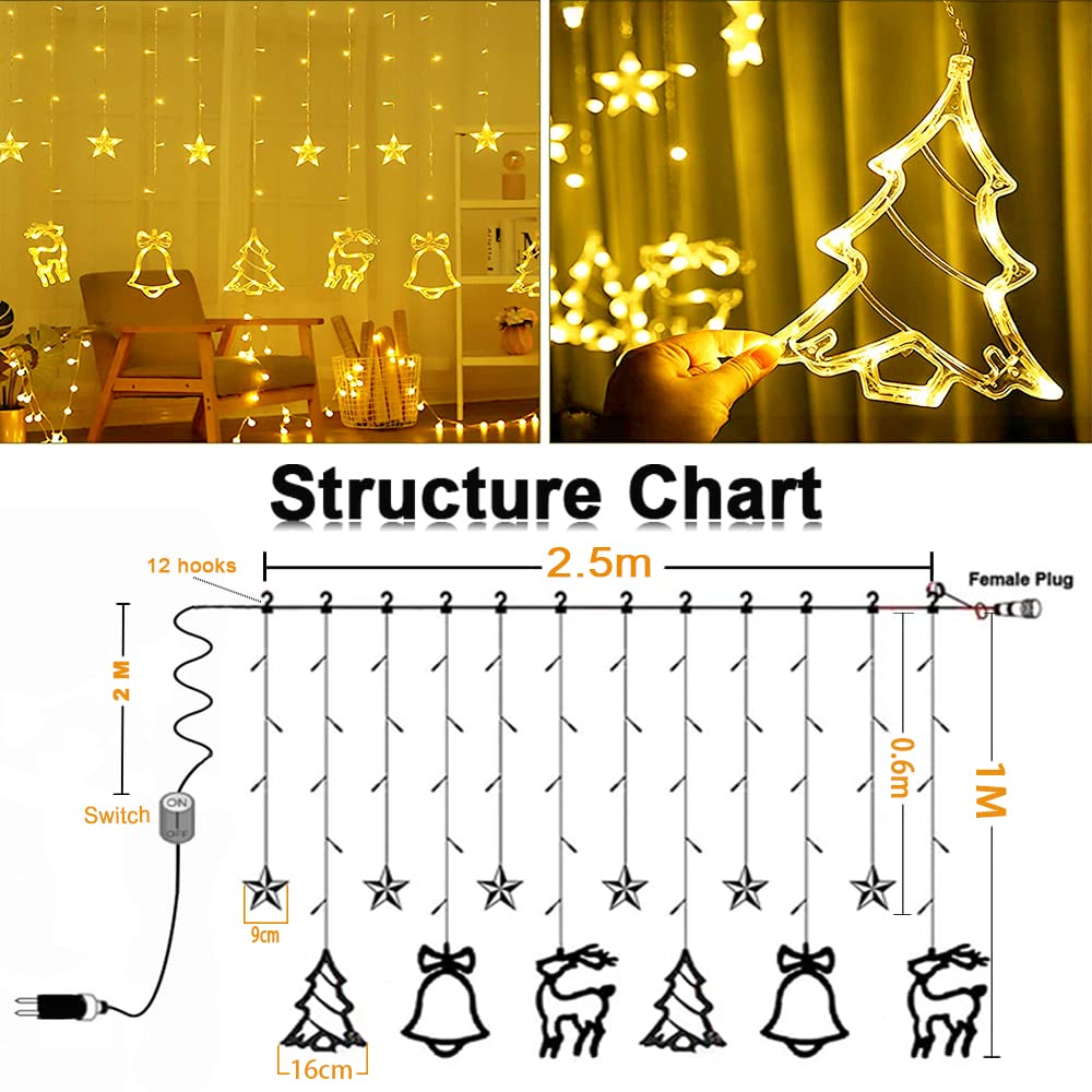 Stern-Vorhang-Lichterkette Mit 138 LEDs, 8 Modi & Fernbedienung – Deko Für Fenster, Weihnachten & Party