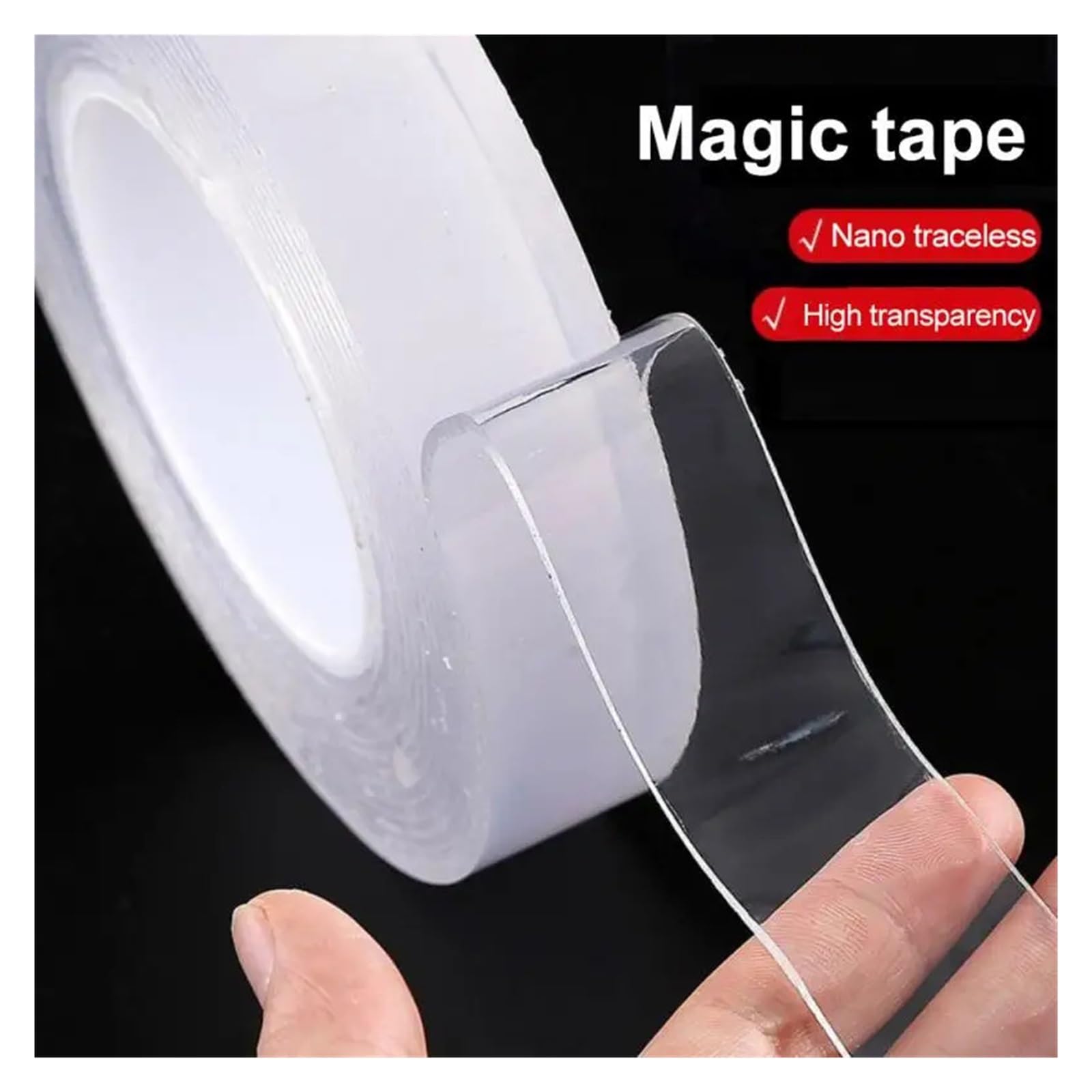 Nastro adesivo biadesivo trasparente, Nastro biadesivo trasparente da cucina da 1 m/2 m/3 m/5 m, nastri riutilizzabili for il bagno, decorazioni for la casa, lavabili, super(20mmx3m)