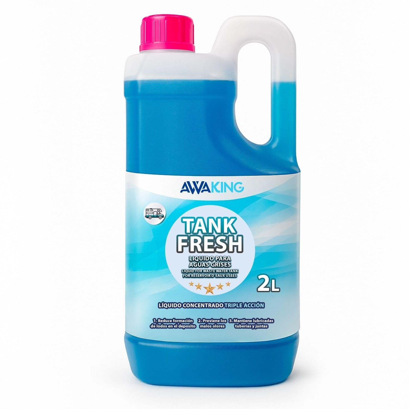 Liquido per camper Tank Fresh 2L AWAKING, liquido additivo acque grigie, scarichi, docce, camper, camper, evitare cattivi odori, biodegradabile, aromatizzante, altamente efficace