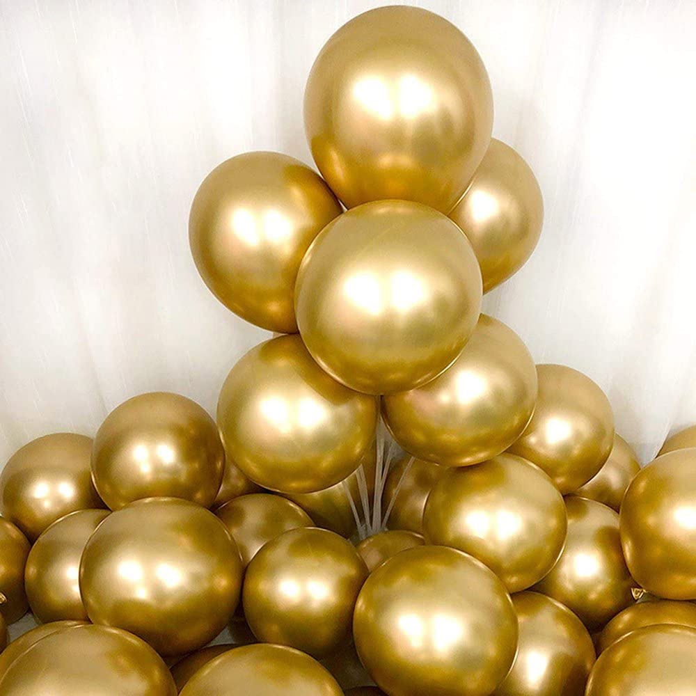 FAM 50pcs Gold Balloons-12'' Gold Metallic Party Balloons- Balloons for Birthday Wedding Engagement Anniversary Baby Shower Graduation Decorations-Thick Latex Gold Balloons