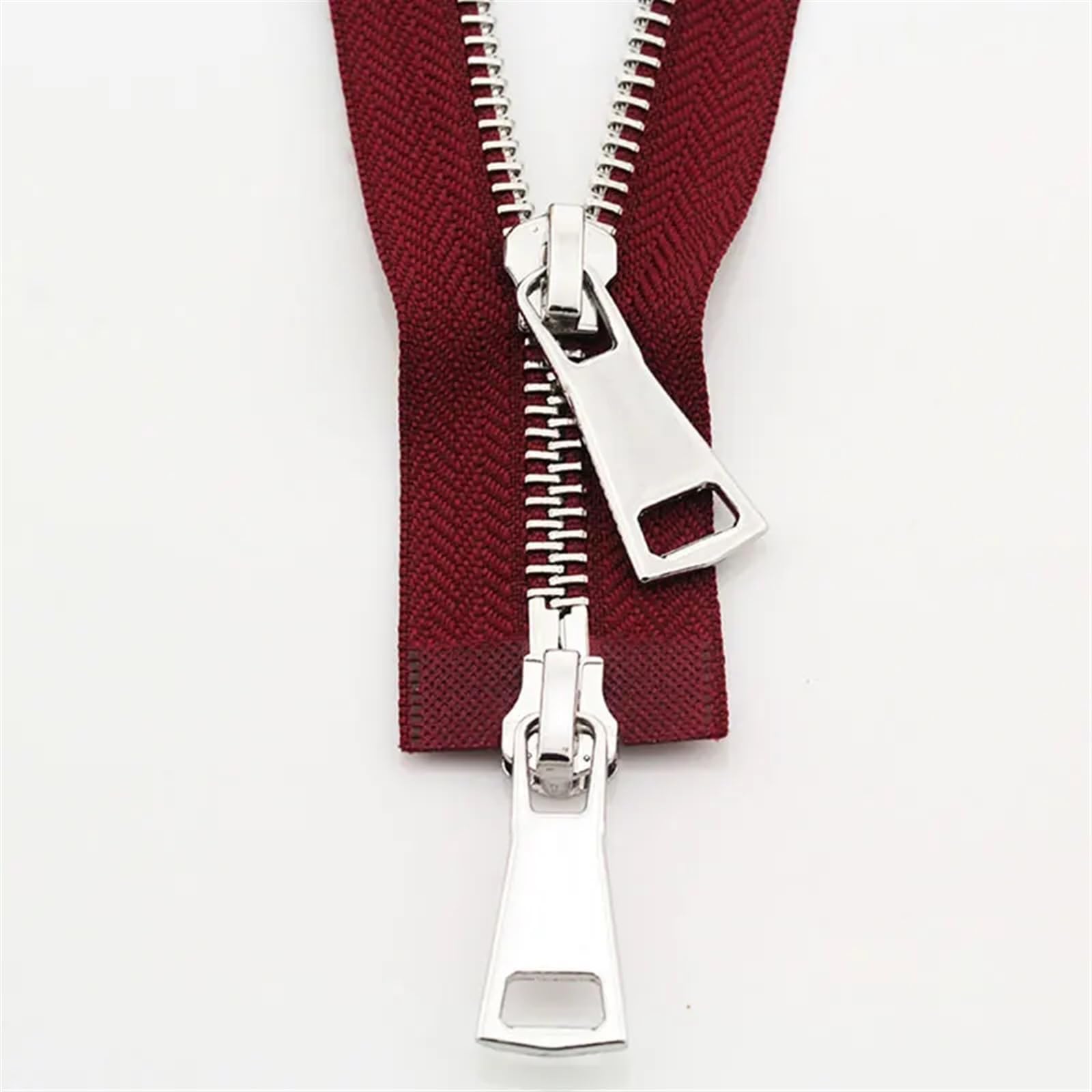 AOEGBY Zips Clothing Garments 70/90cm Jacket Metal Zipper Double Slider Two-Way Zip DIY Clothing Garment Zipper Replacement Handmade Supplies Two-Way Zip (Color : Wine Red, Size : 90cm)