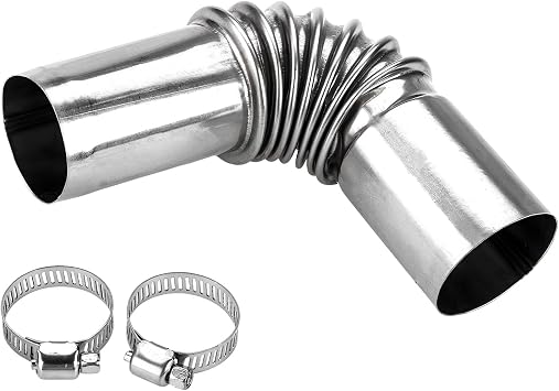 25mm Air Parking Heater Exhaust Pipe Tube Elbow Connector, Stainless Steel Gas Water Heater Exhaust Pipe with 2 Clamps, 90 Degree Elbow Tube Connector for Diesel Boat Heaters