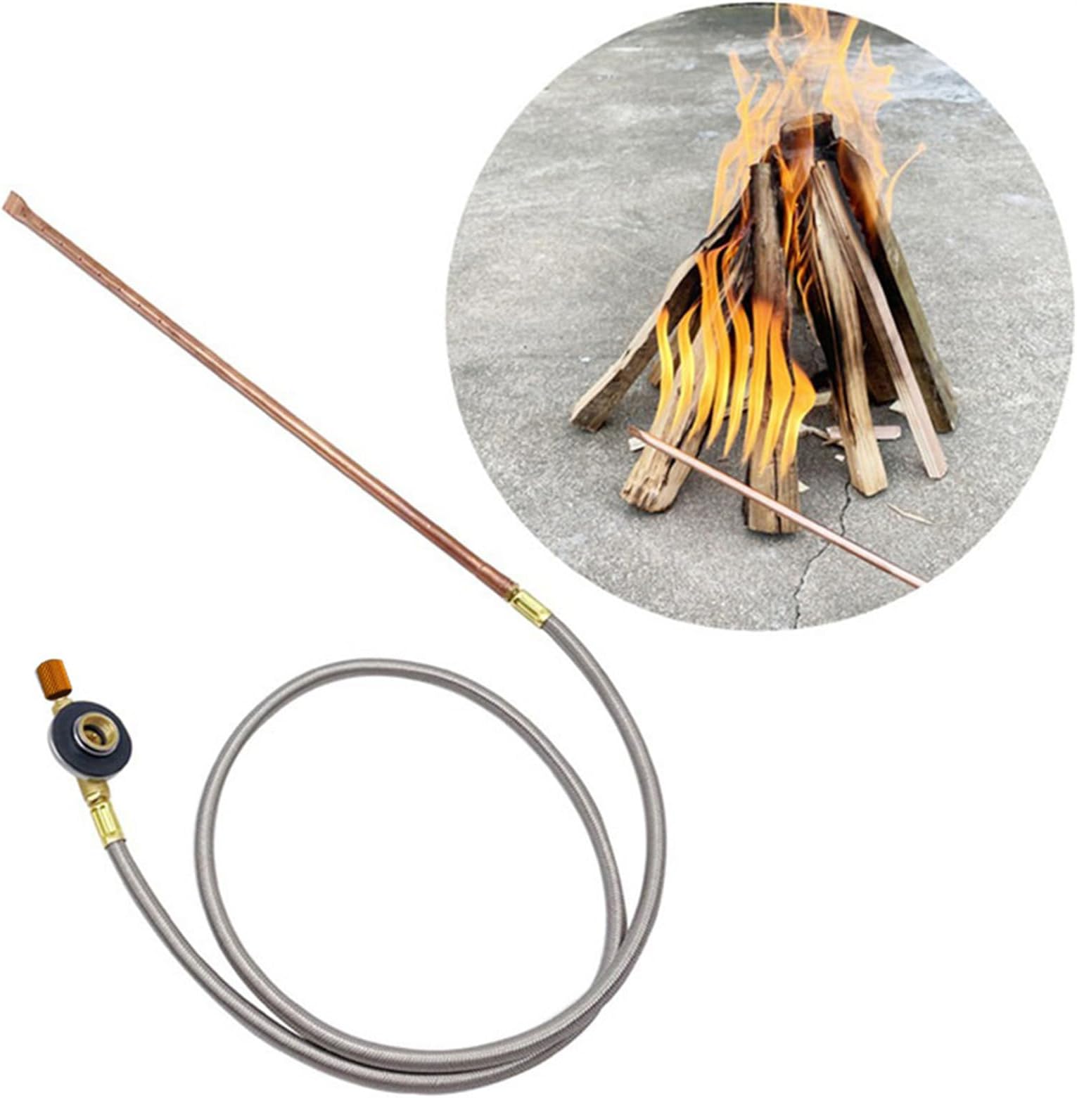 Hand Held Fire Starter Gas Appliance Multi-Purpose Igniter Safety Burner Fire Starter with 1m Flexible Hose for Fireplace Outdoor Camping BBQ Picnic