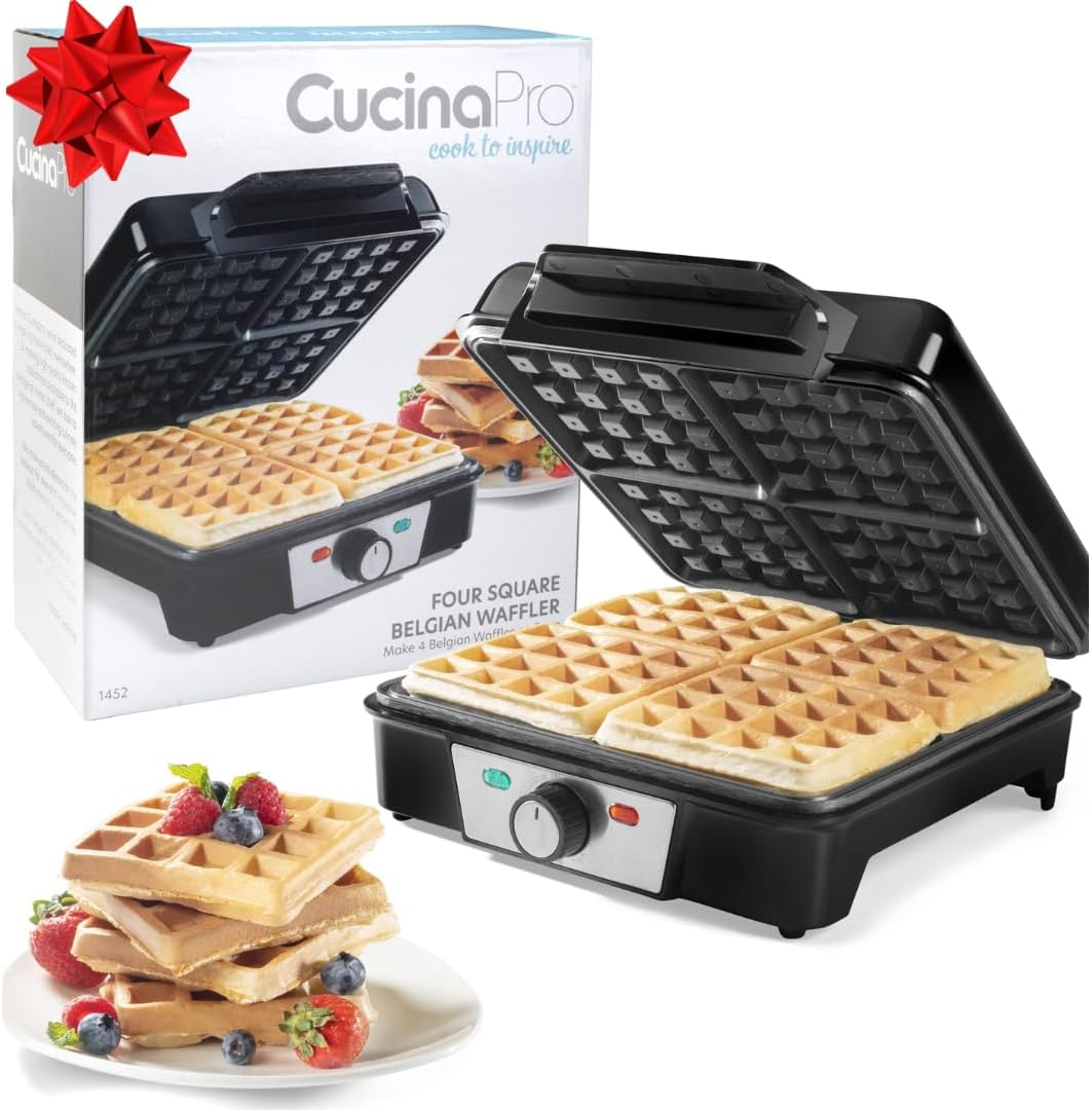 CucinaPro Extra Large Belgian Waffle Maker: 4 Fluffy Waffles, Nonstick Plates CucinaPro Extra Large Belgian Waffle Maker: 4 Fluffy Waffles, Nonstick Plates