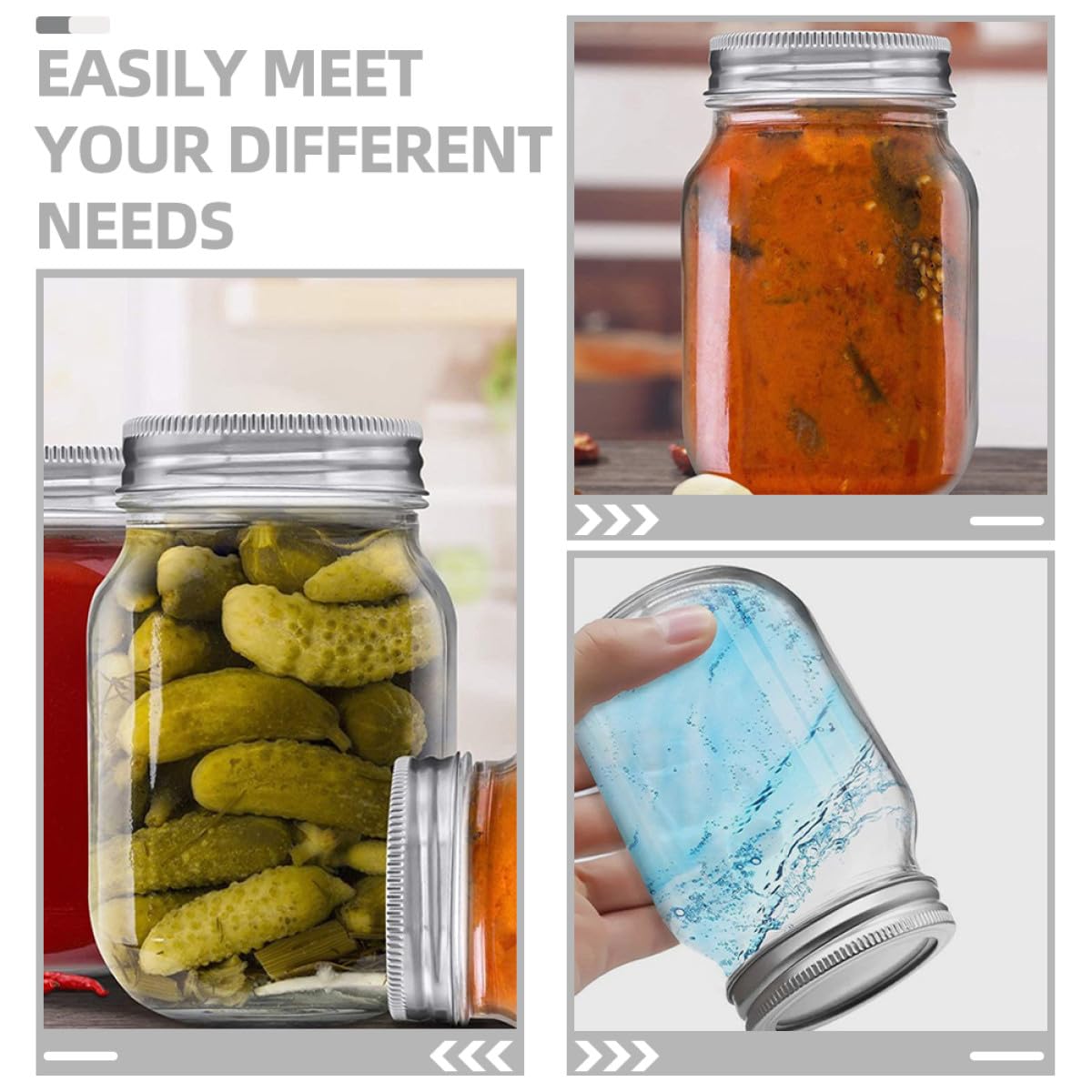 Contenitori Alimentari in Vetro e Versatili Riutilizzabili Set 6 Barattoli da 500ml con Coperchio Ermetico per Casa