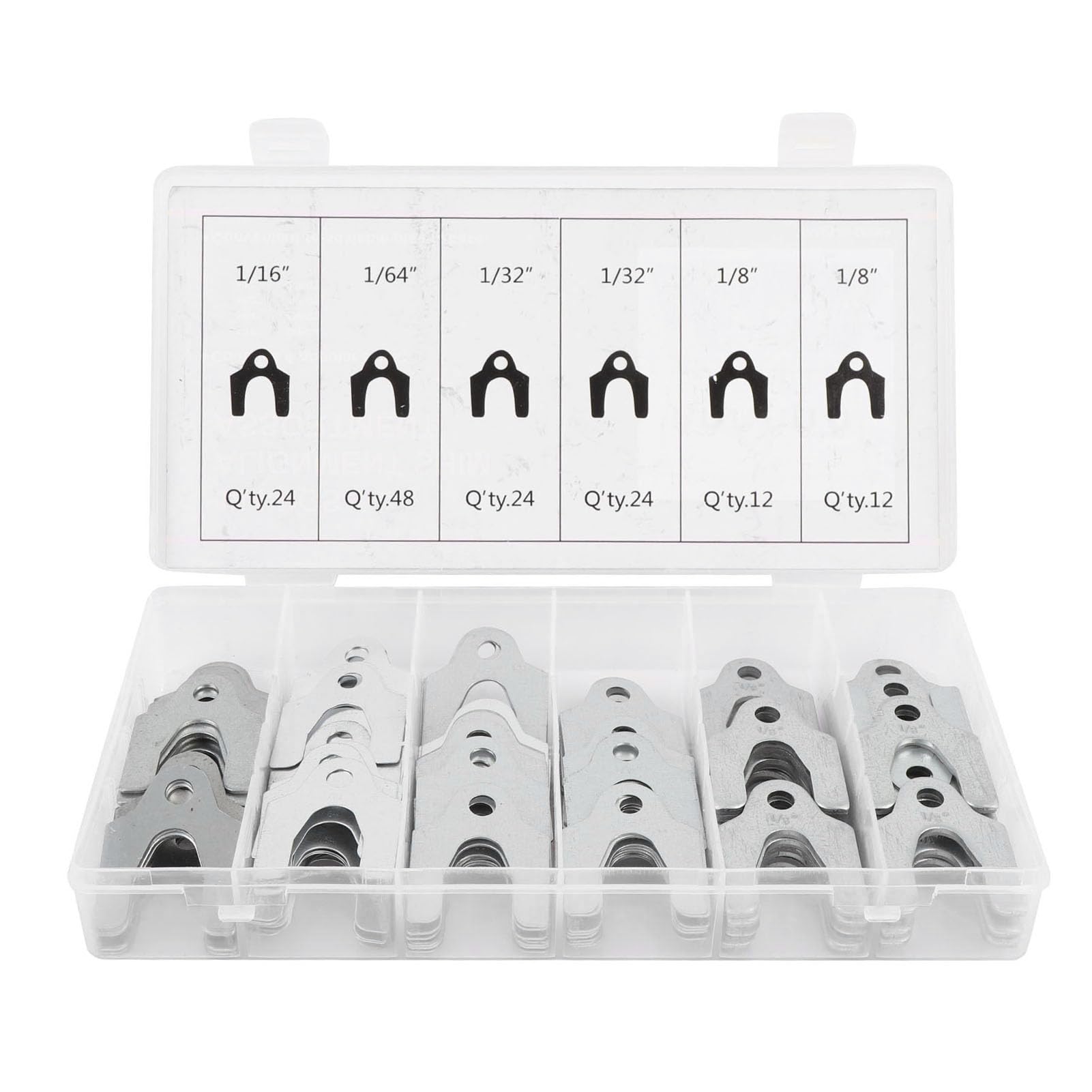 144pcs Set di Shim per il Corpo di Allineamento Automatico, Metallo 1/16in 1/64in 1/32in 1/8 Pollici con Scatola di Conservazione, per Spessori di Allineamento del Camber,