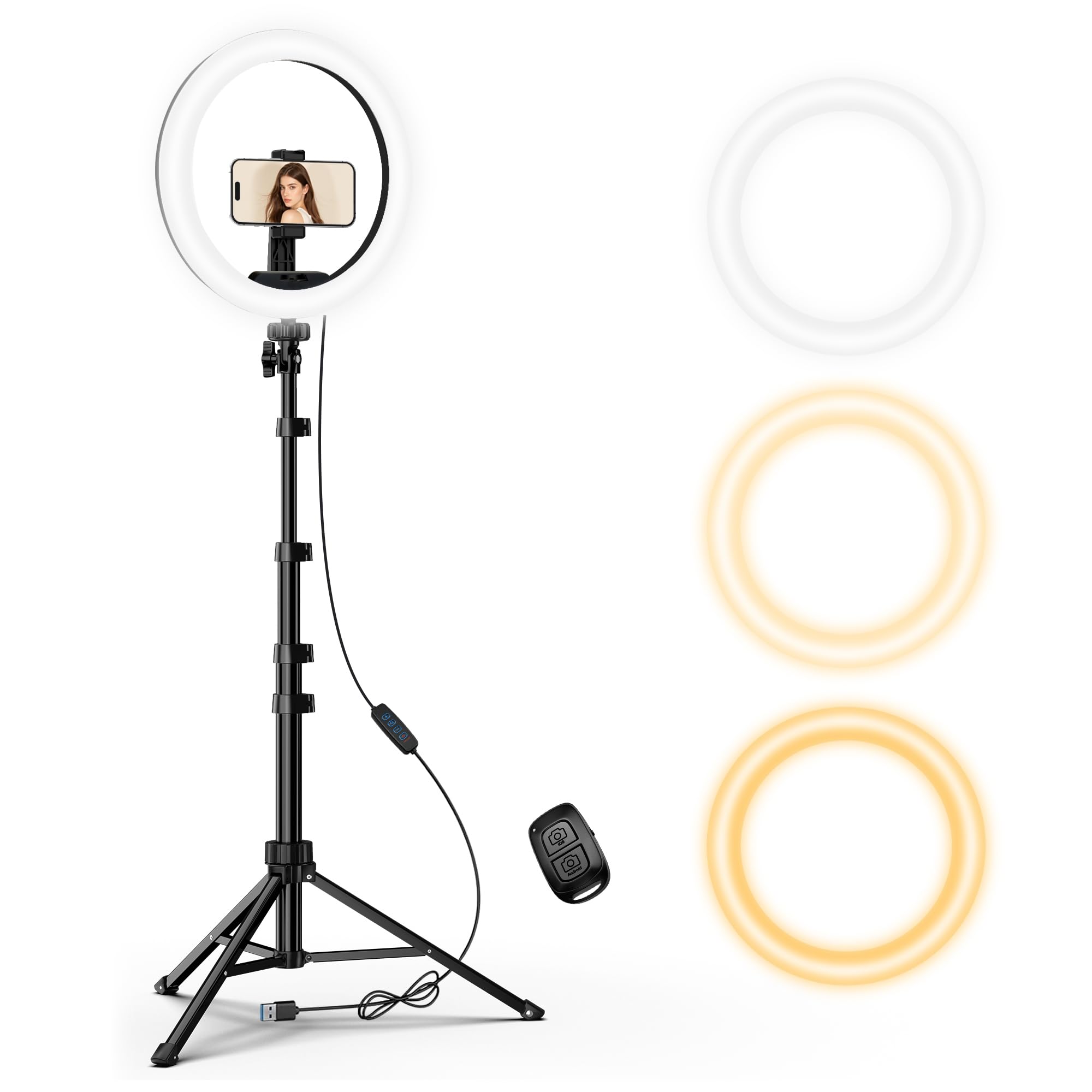 UBeesize 12" Ring Light with 62" Tripod Stand, Phone Holder &amp; Remote