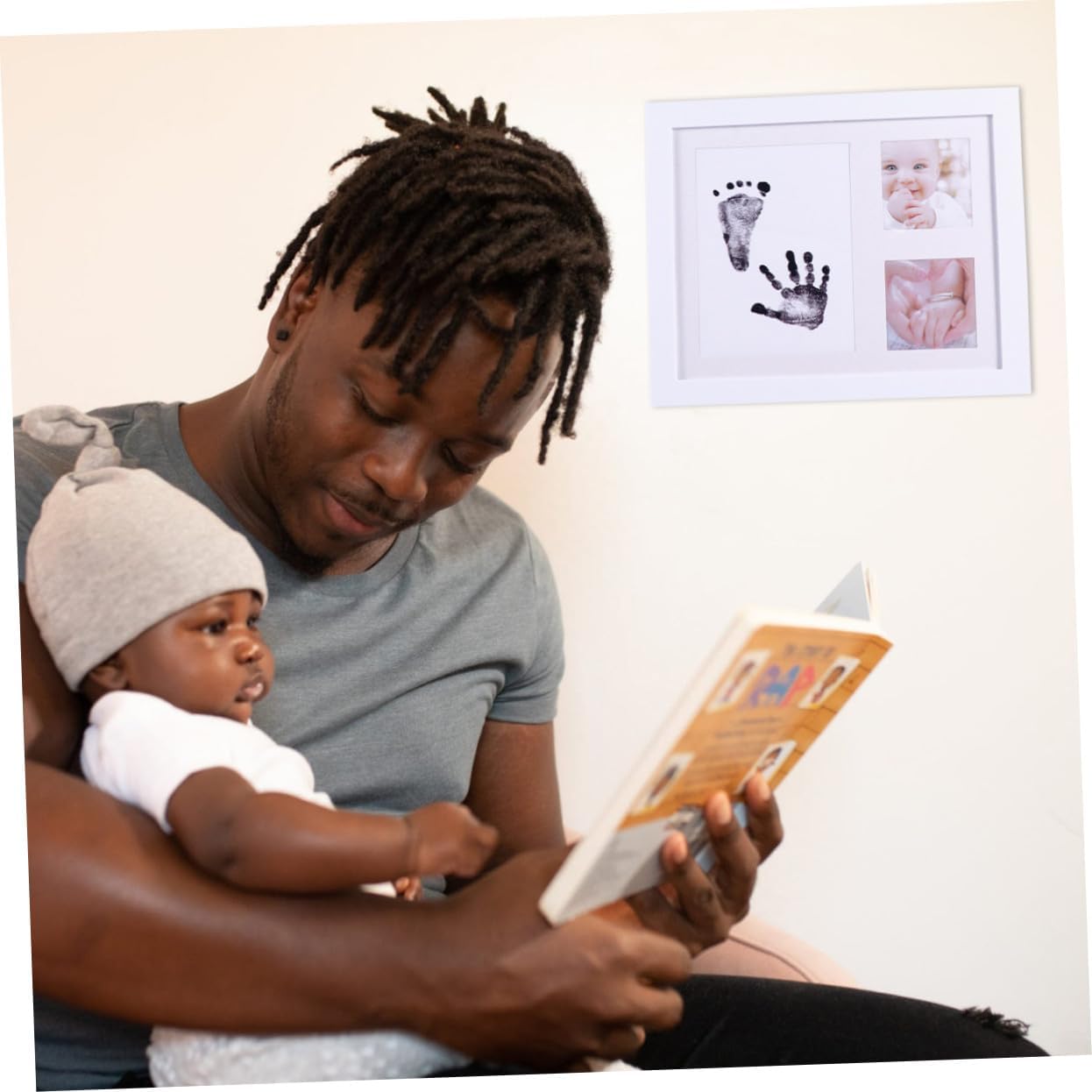 Creative Handprint and Footprint Photo Frame White PP Plastic Growth Record Picture Holder for Nursery Desktop Display Keepsake for Newborn Memories and Monthly Markers