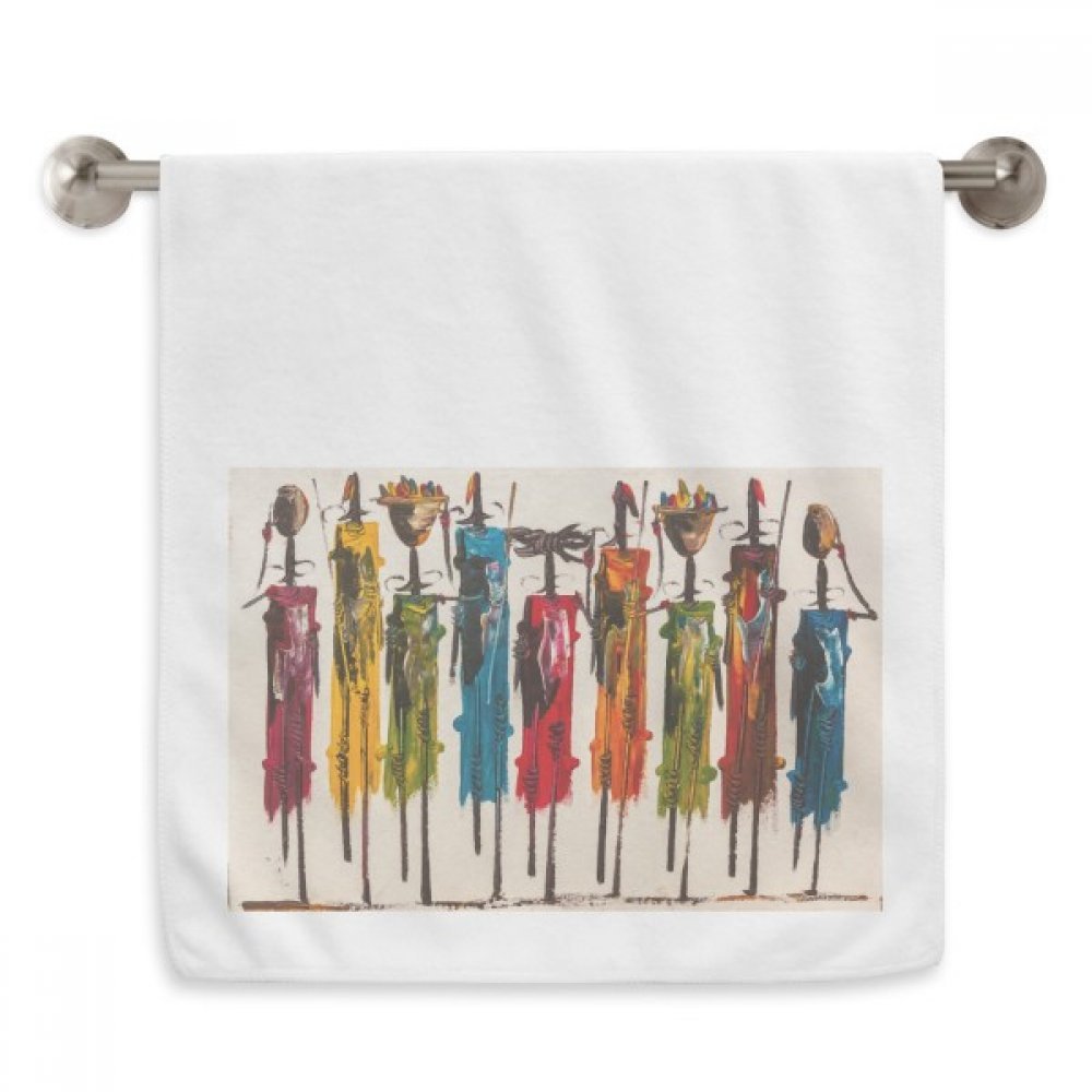 Serviette blanche moelleuse motif Art Abstrait Africain diadème 13 x 29 inch