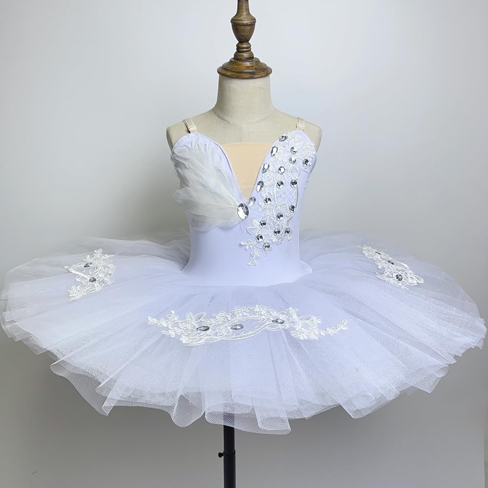 Robe de Danse Tutu de Ballet Blanche pour Filles et Enfants