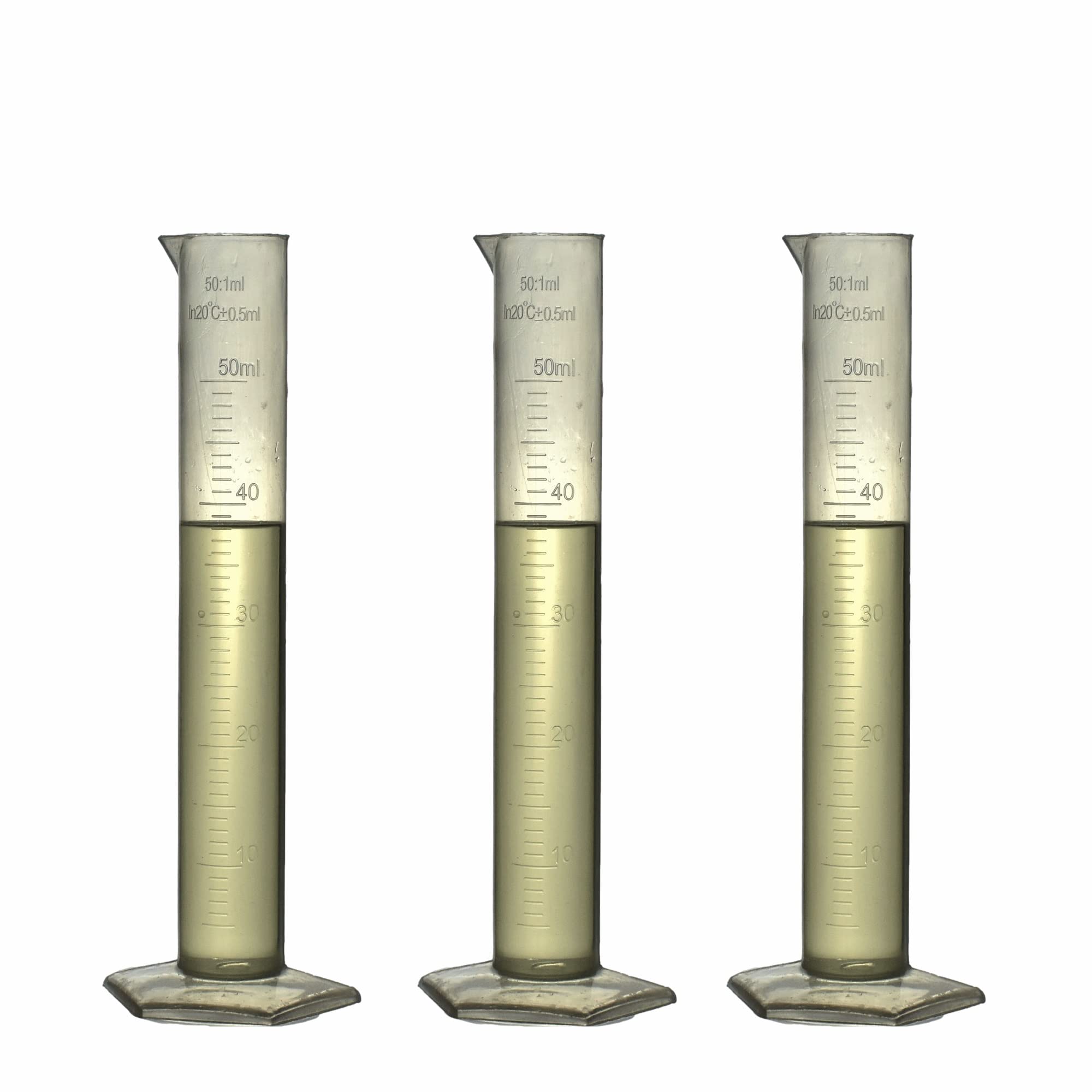 Graduated Measuring Cylinder Polypropylene Plastic 50ml 3-Pack (50ml, 3)