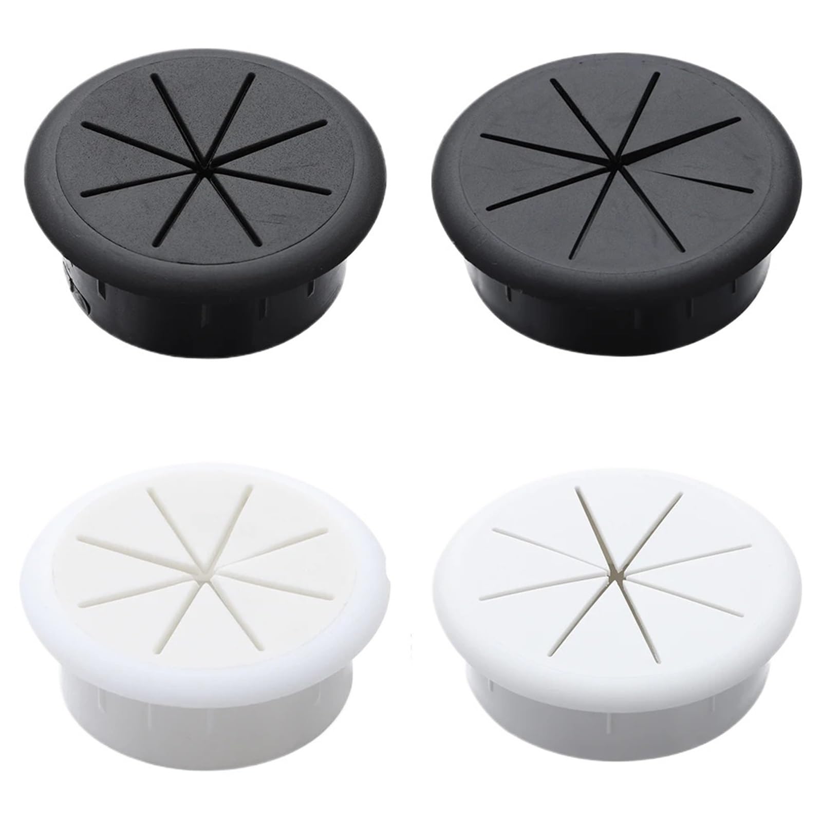 Desk Cable Grommet 20Pcs 50/60MM Desk Cord Grommet Wire Hole Cover Line Outlet Port Threading Box Cable Passing(Black 60mm)