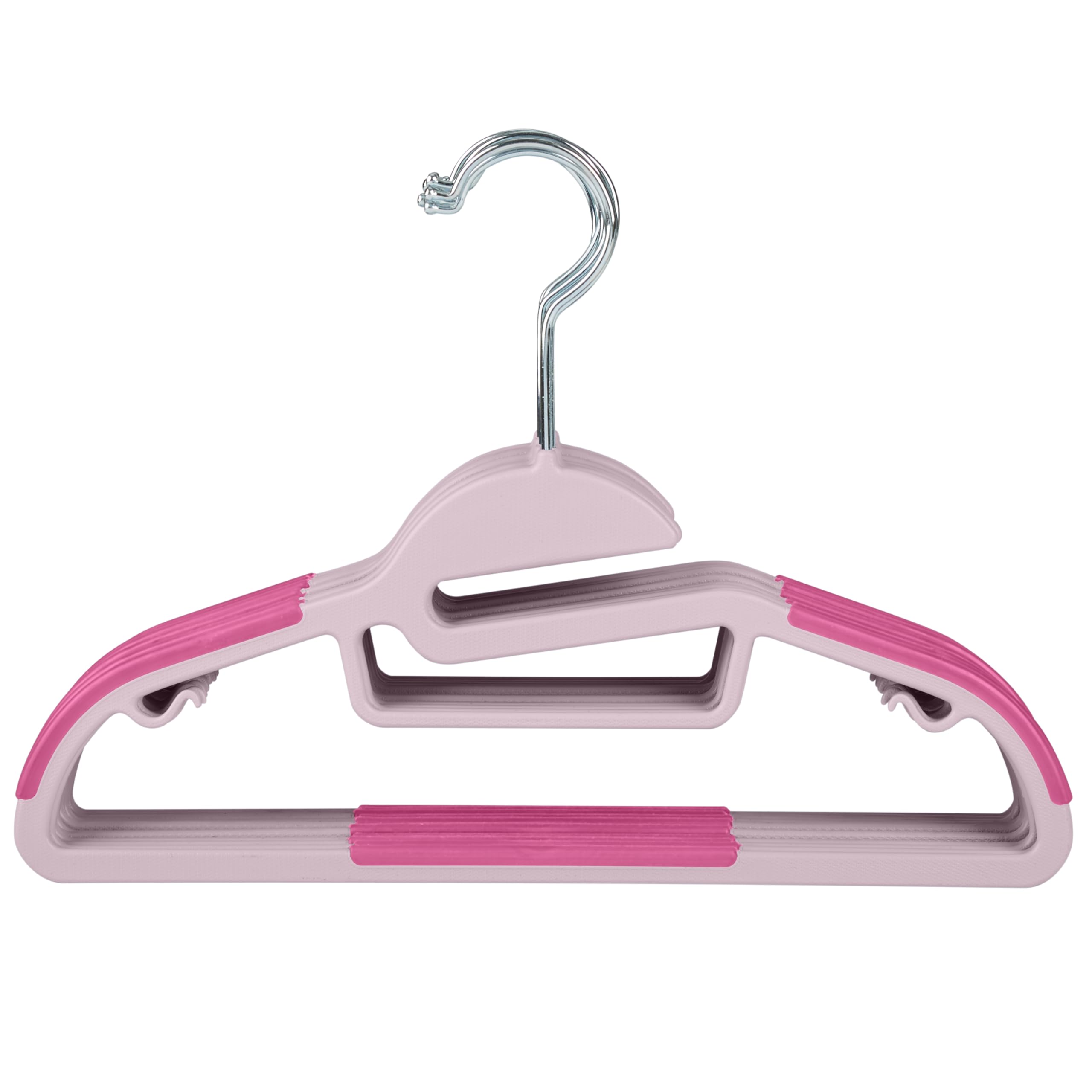 Simplify Kids 12 Pack Collar Ultimate Hangers, Non Slip Slim Space Savers, No More Stretching Baby Clothes, Pink, 3229-PINK
