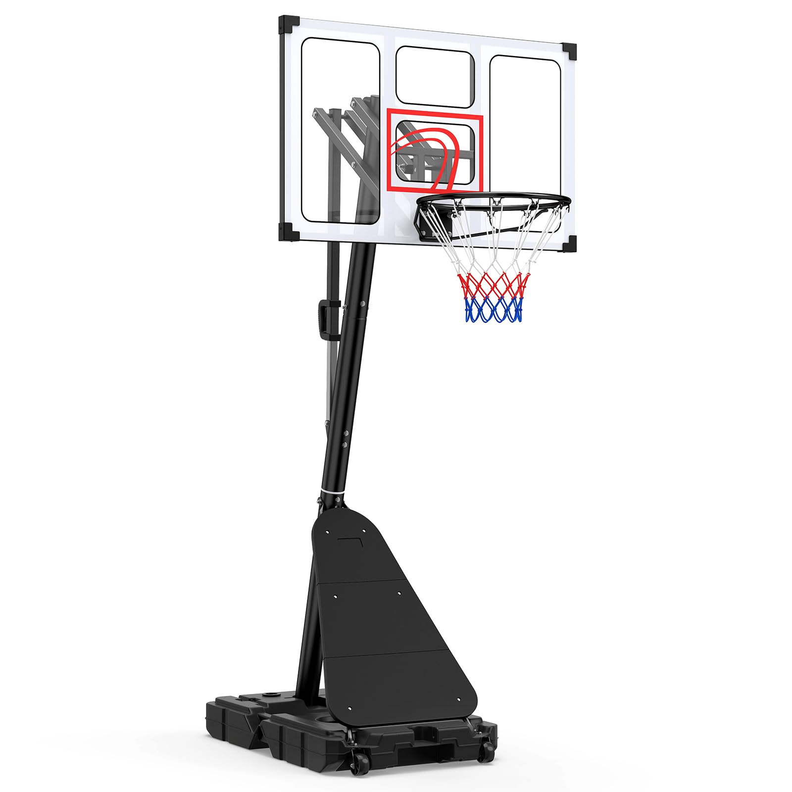 COSTWAY Canestro da Basket da Esterno ed Interno 305 cm | Canestro Basket Professionale con Altezza Regolabile, Ruote, Tabellone Infrangibile, Pannello di Rimbalzo e Base Riempibile