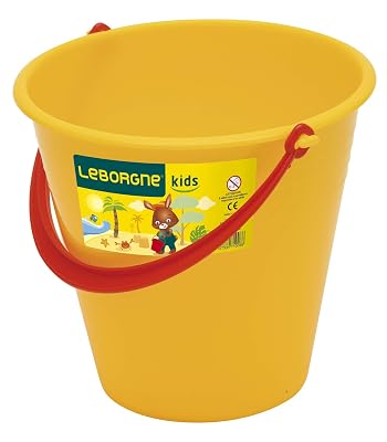 Leborgne Seau Enfant 2,5 L Plastique Jaune ou Rouge Outil Jardin dès 3 Ans