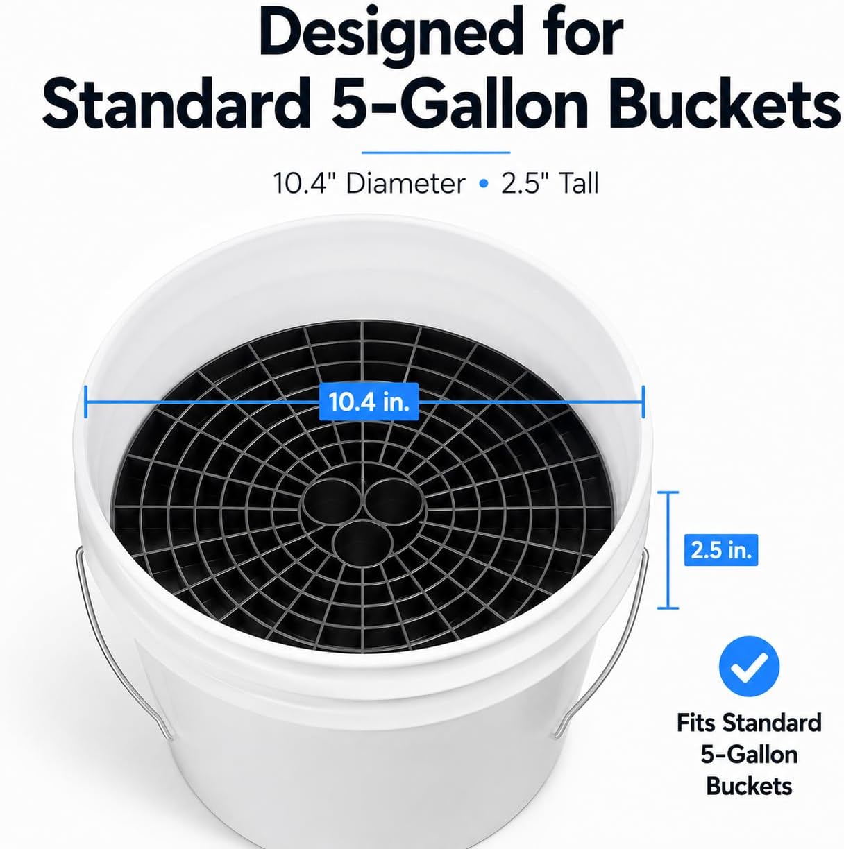 HI-TECH Guard Insert for Car Wash Buckets – Traps Dirt & Debris to Prevent Swirls – Durable Plastic Fits 5 Gallon Buckets – 10.4"x2.5" image 2